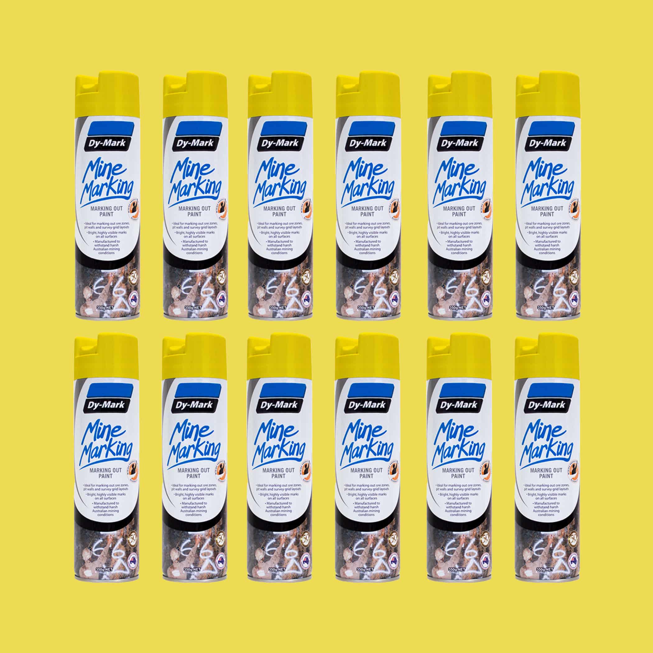 Dy-Mark Mine Marking Paint - 12 Pack Vertical Yellow