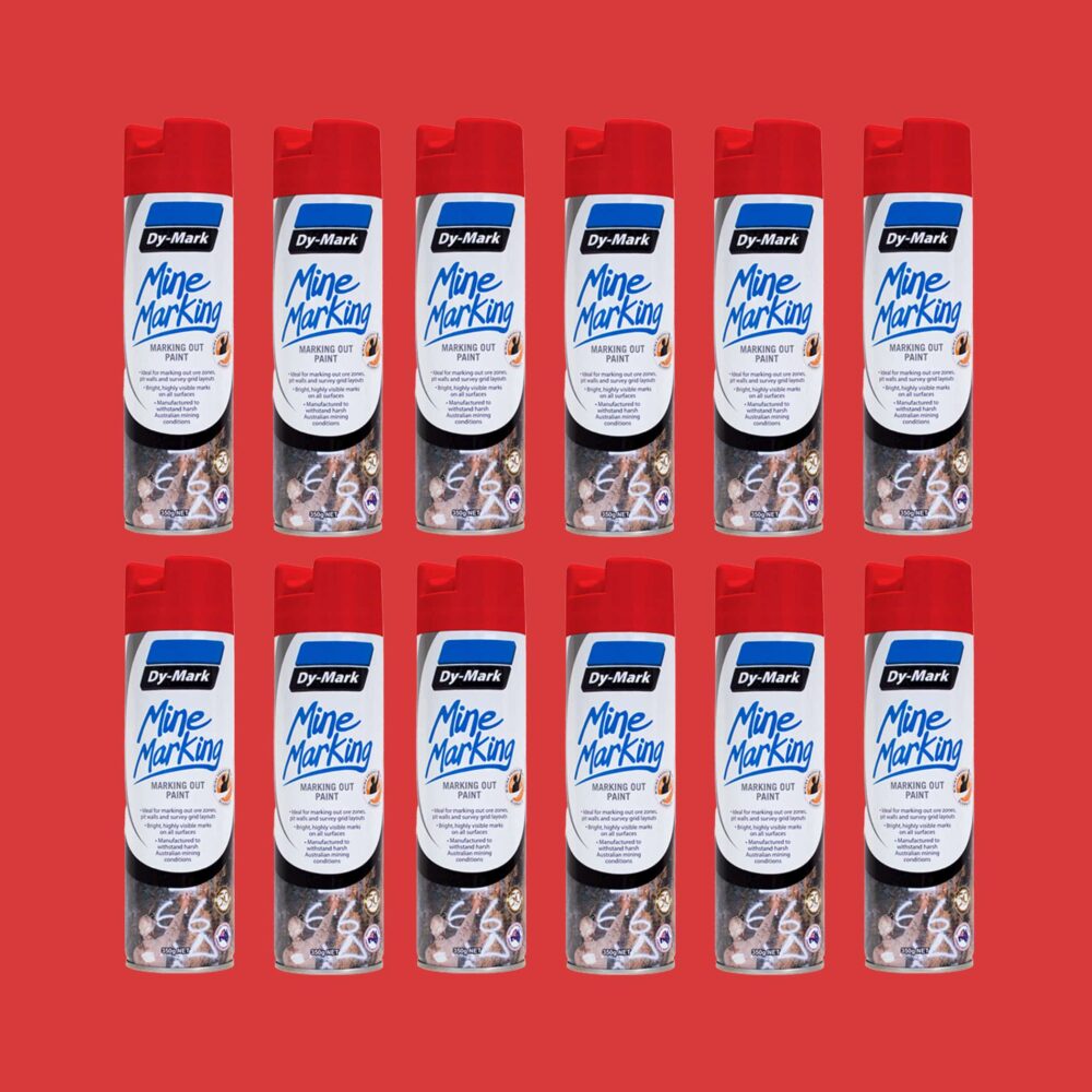 Dy-Mark Mine Marking Paint - 12 Pack Vertical Red