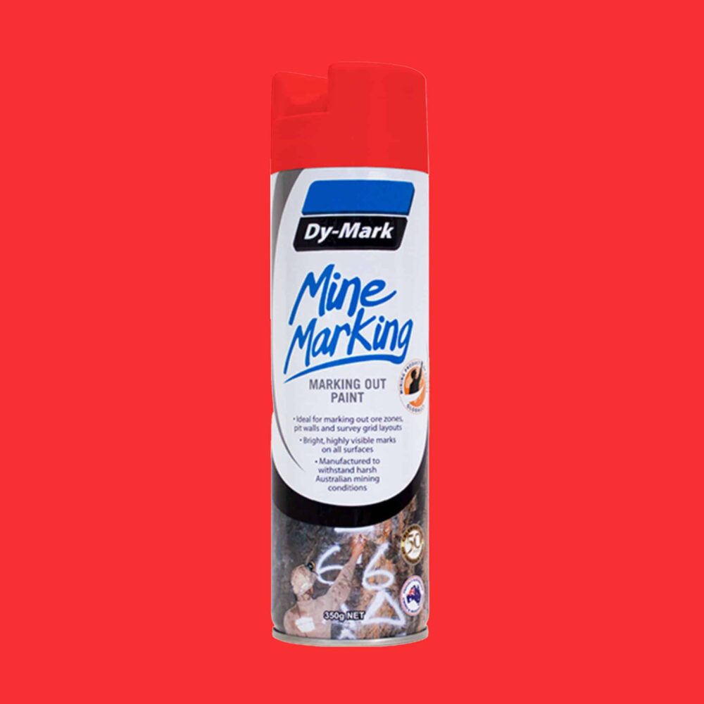 Dy-Mark Mine Marking Paint - Single Item Vertical Fluorescent Red