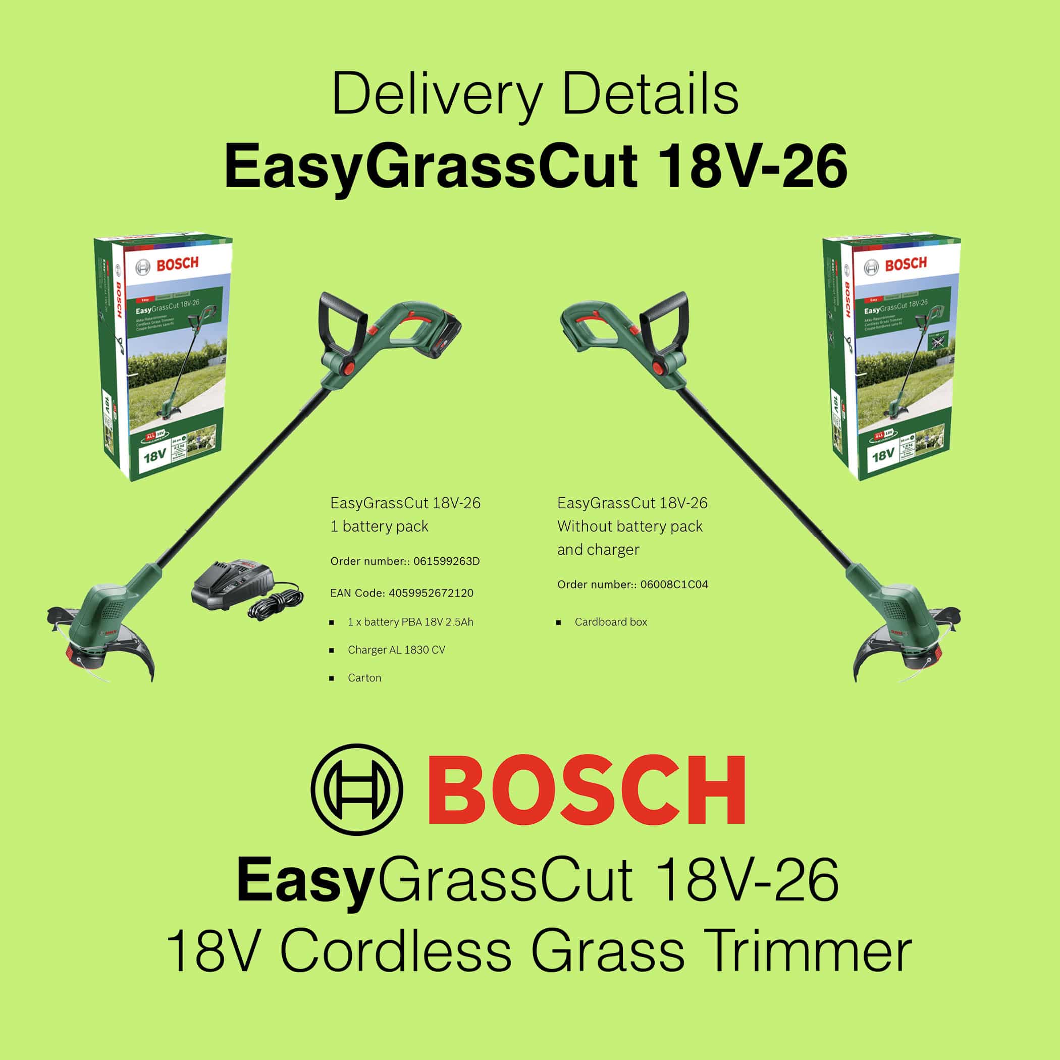 Bosch EasyGrassCut 18V-26 - Delivery Options