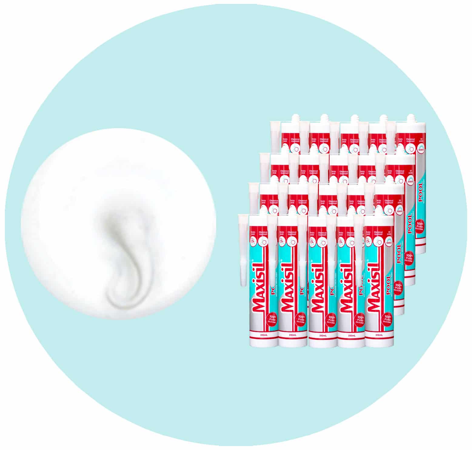 Maxisil Pool Underwater Silicone Sealant - P1 White - Box of 20 Variation