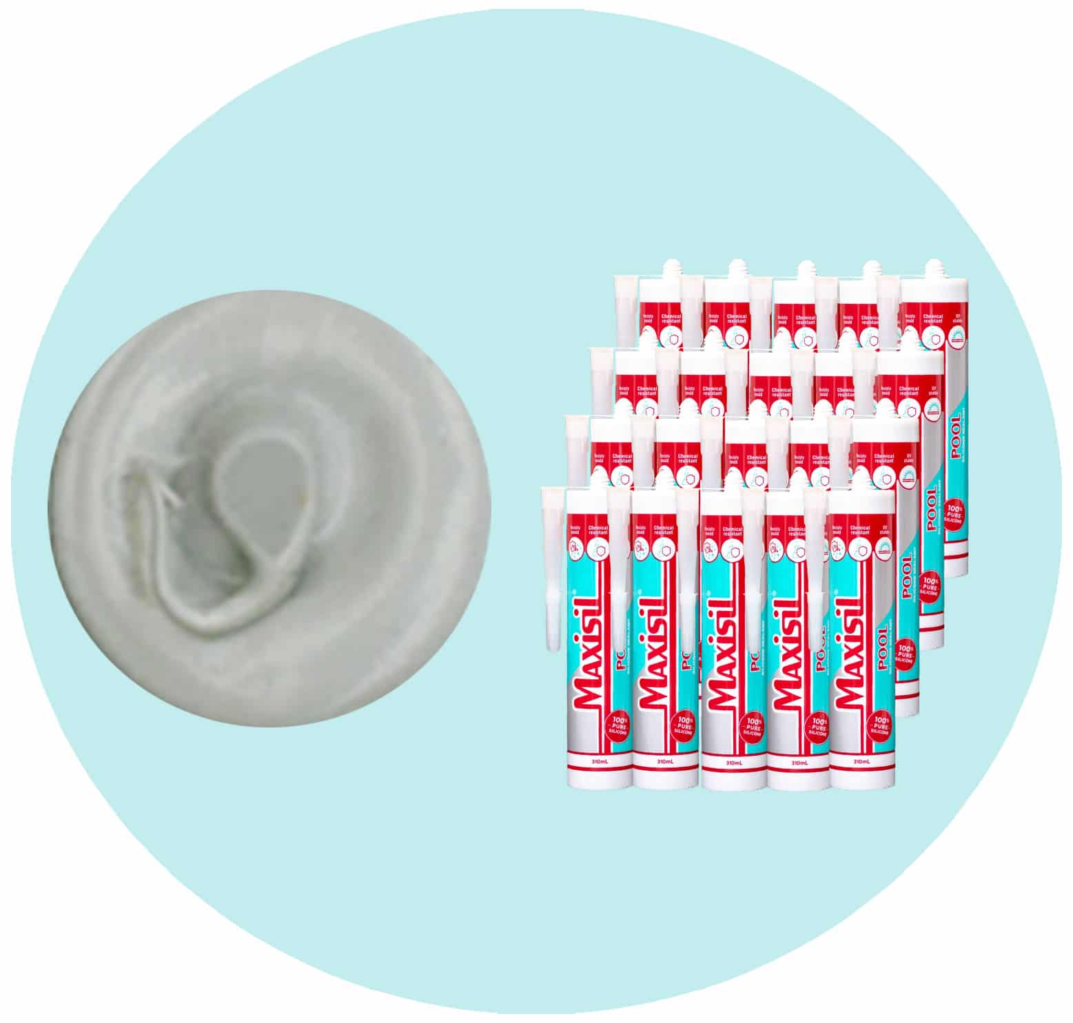 Maxisil Pool Underwater Silicone Sealant - P3 Light Grey - Box of 20 Variation