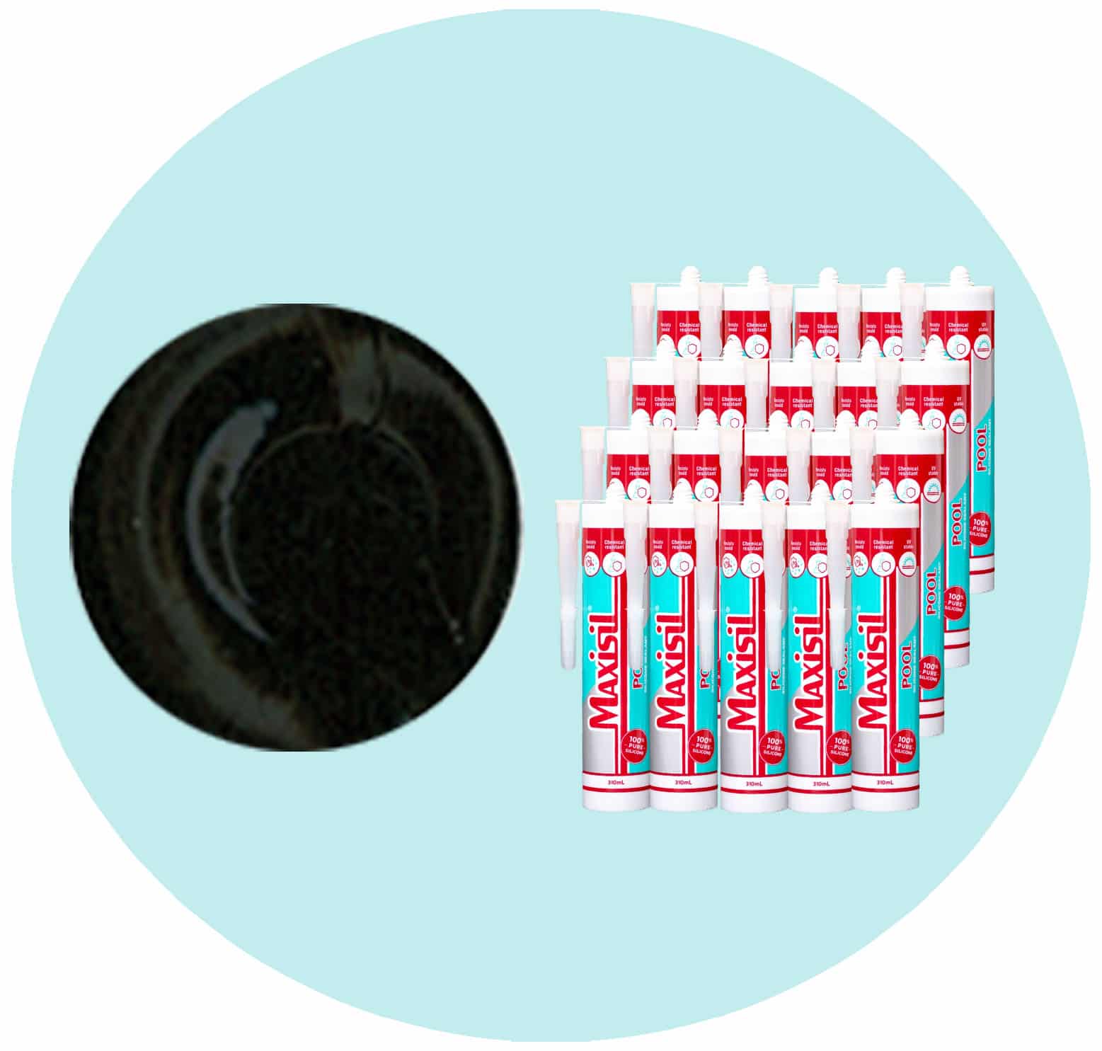 Maxisil Pool Underwater Silicone Sealant - P7 Black - Box of 20 Variation