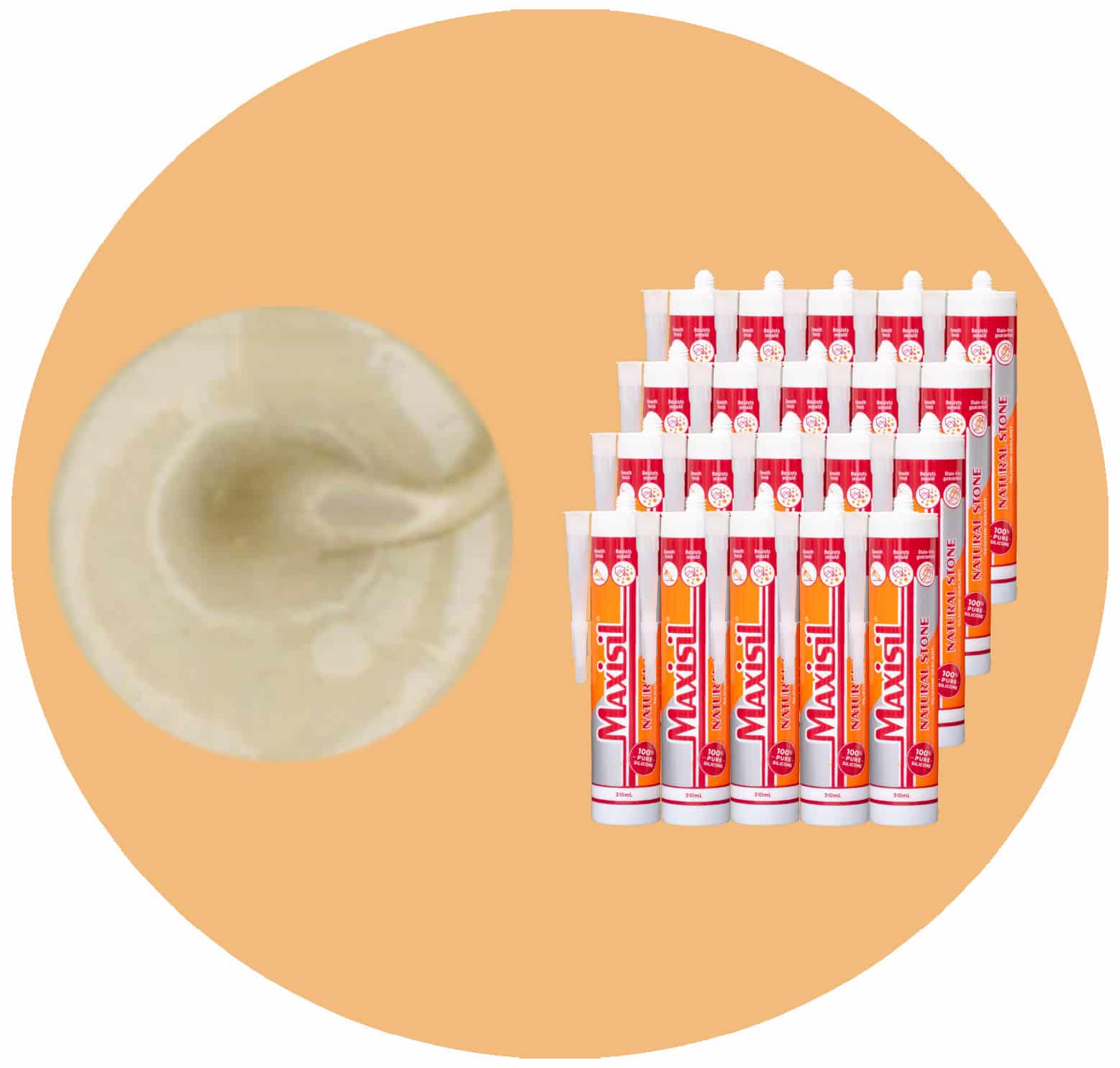 Maxisil N Natural Stone Silicone - N27 Travertine - Box of 20 Variation