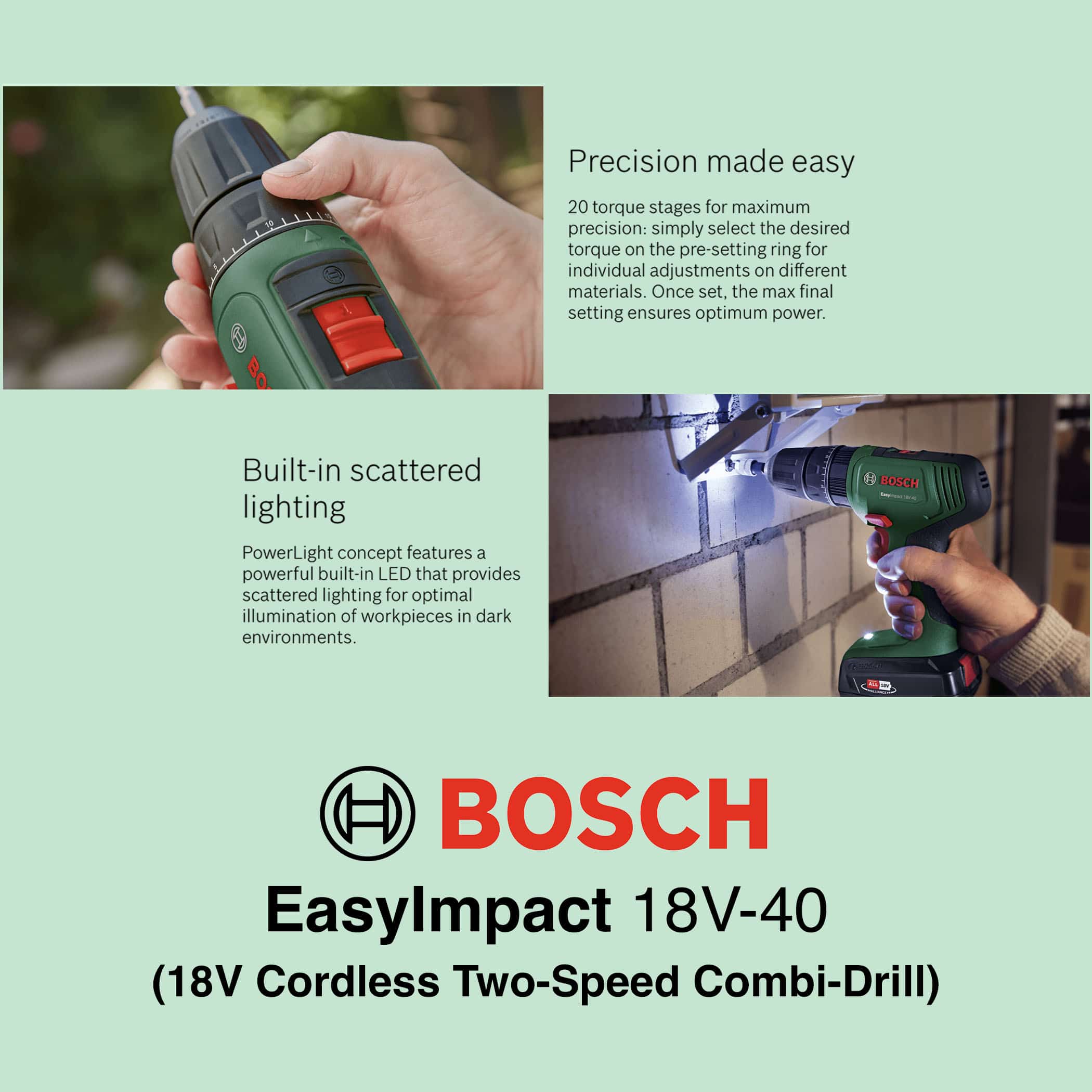 Bosch EasyImpact 18V-40 - Cordless Combi Drill - Image 3
