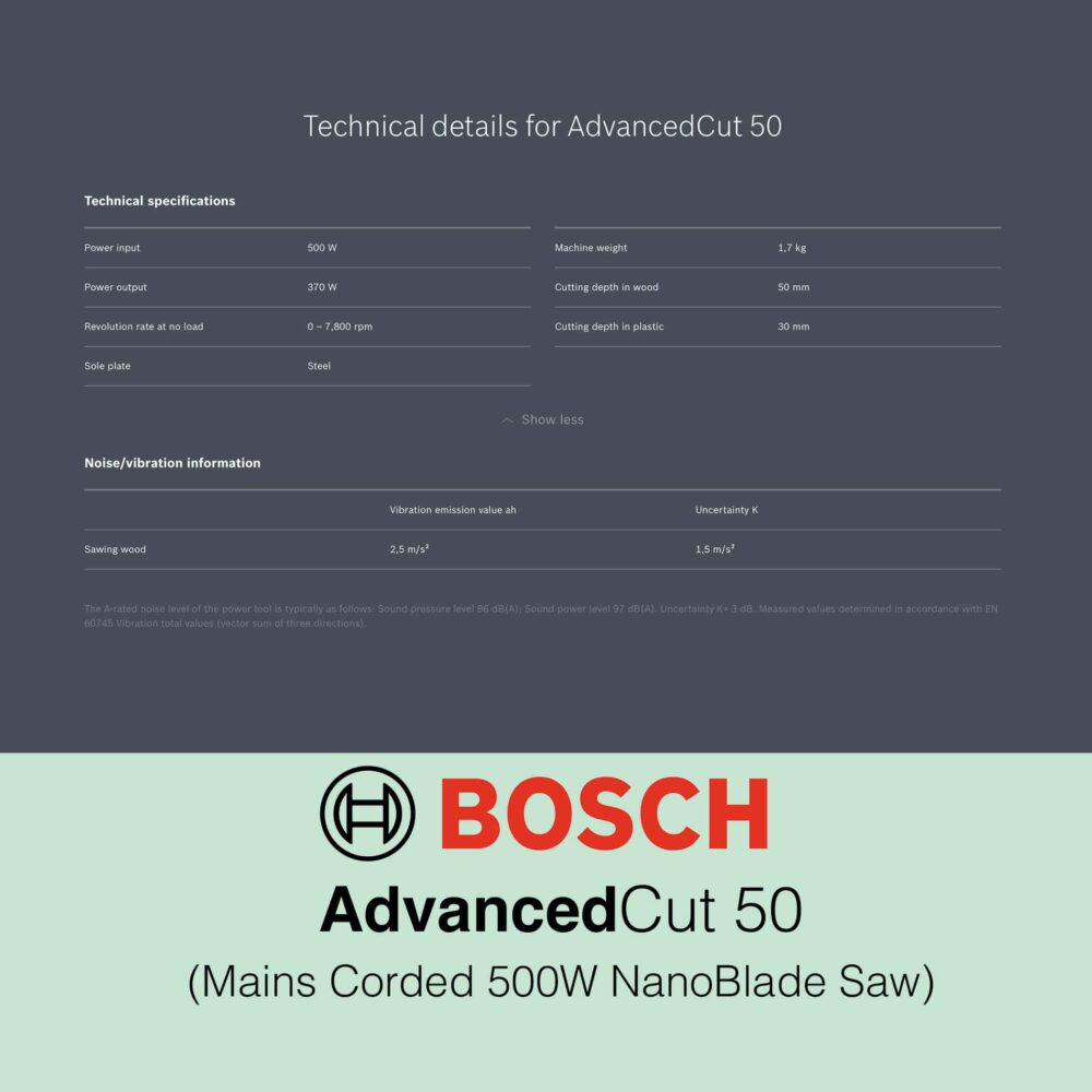 Bosch AdvancedCut 50 - Corded nanoBlade Saw