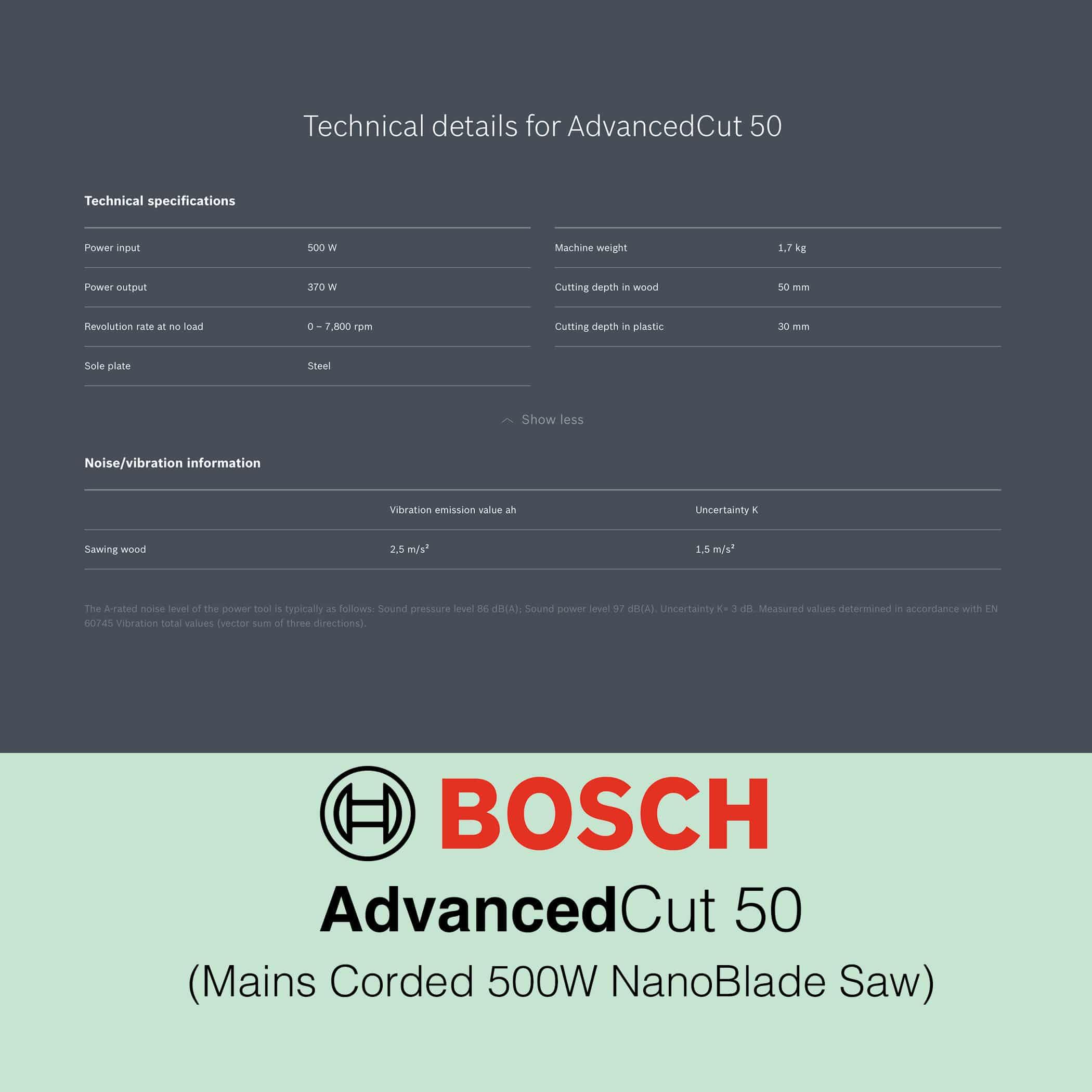 Bosch AdvancedCut 50 - Corded nanoBlade Saw - Image 14