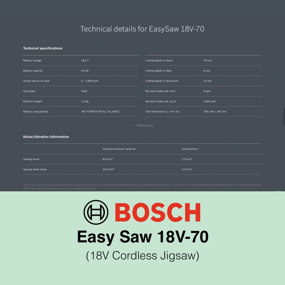 Bosch EasySaw 18V-70 - Cordless Jigsaw