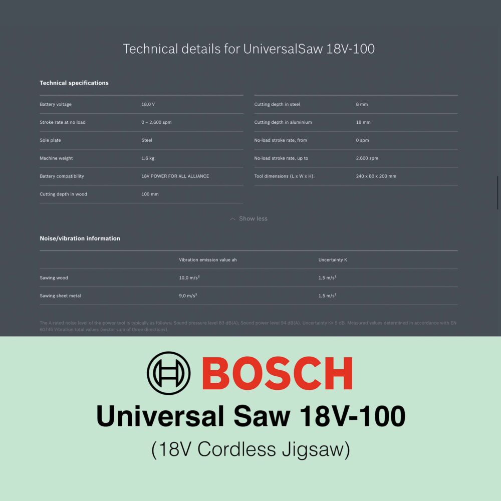 Bosch UniversalSaw 18V-100 - Cordless Jigsaw