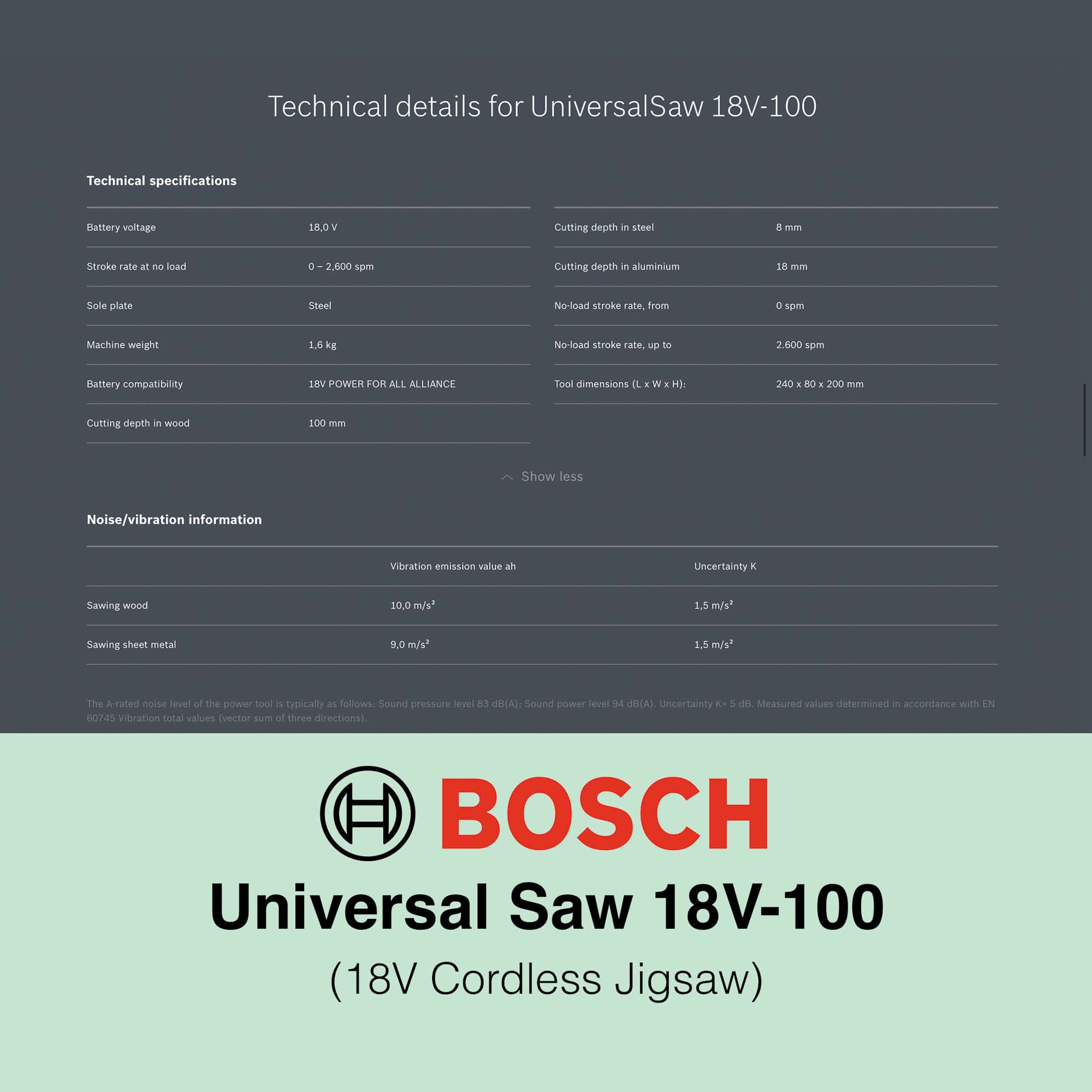 Bosch UniversalSaw 18V-100 - Cordless Jigsaw - Image 16