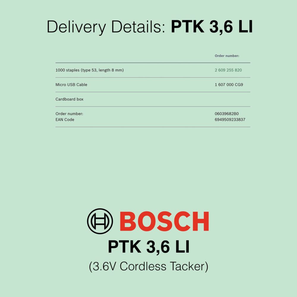 Bosch PTK 3.6 LI - Cordless Tacker