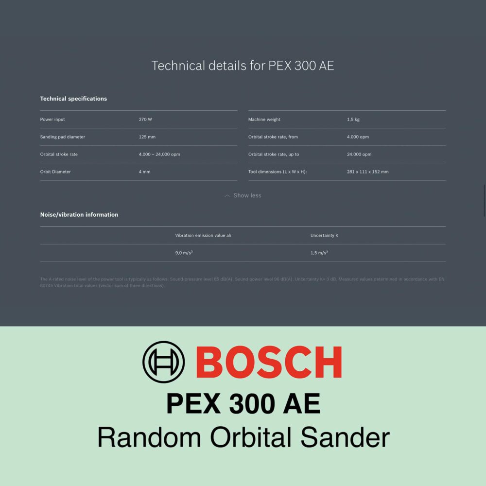 Bosch PEX 300 AE - Corded Random Orbital Sander