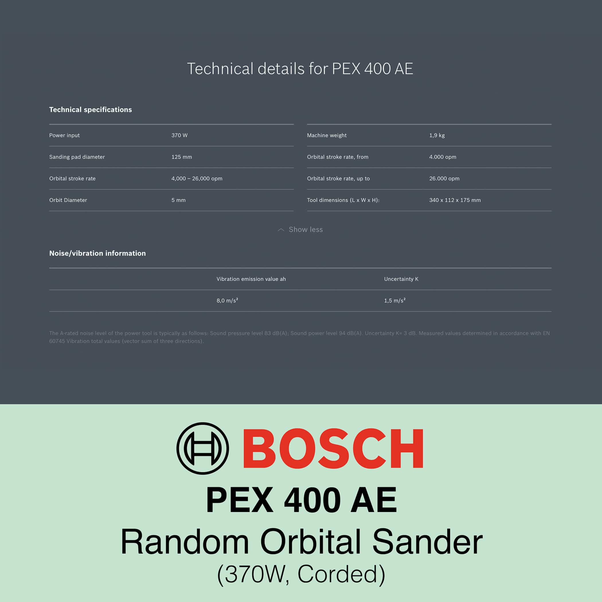 Bosch PEX 400 AE - Corded Orbital Sander - Image 12