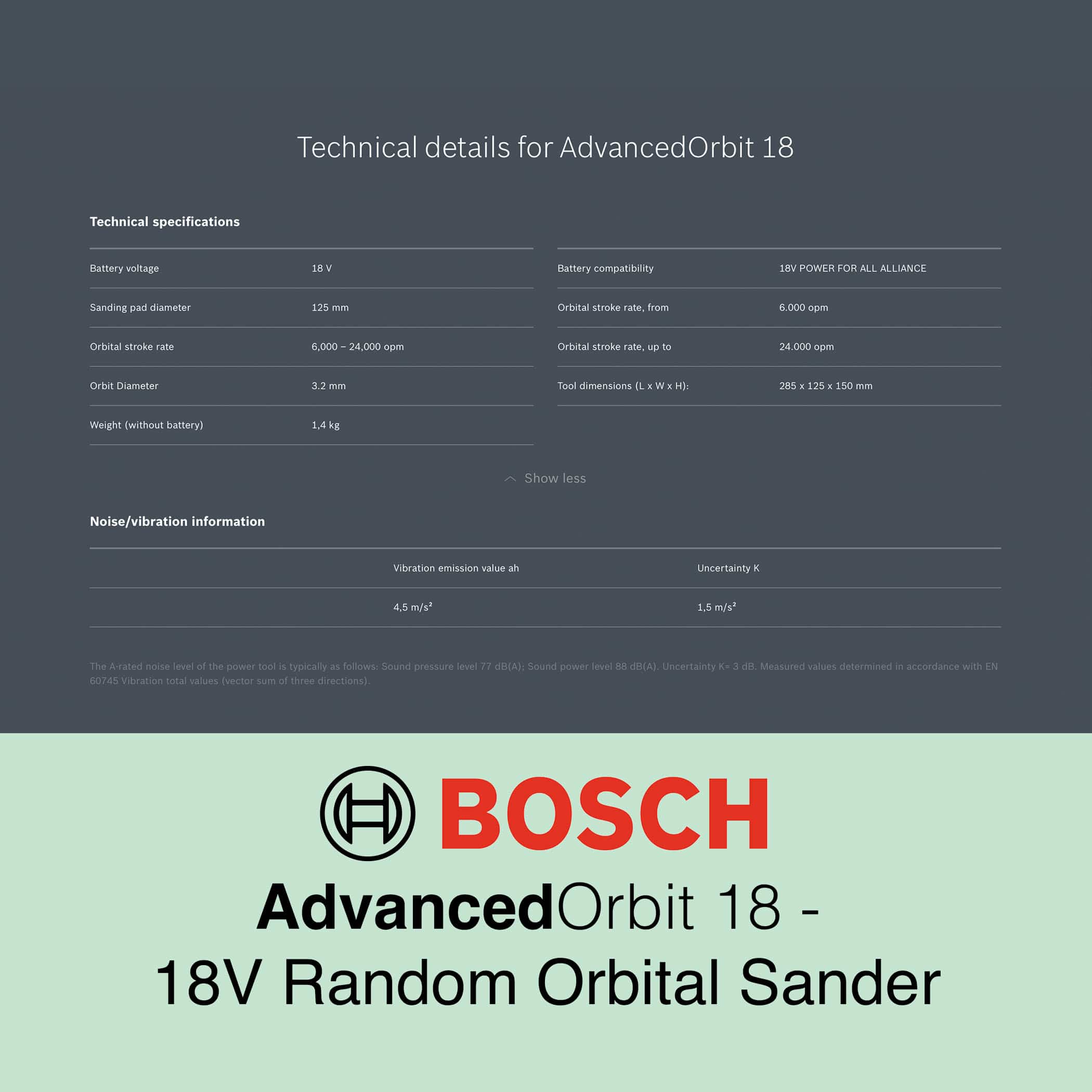 Bosch AdvancedOrbit 18 - Cordless Orbital Sander - Image 14