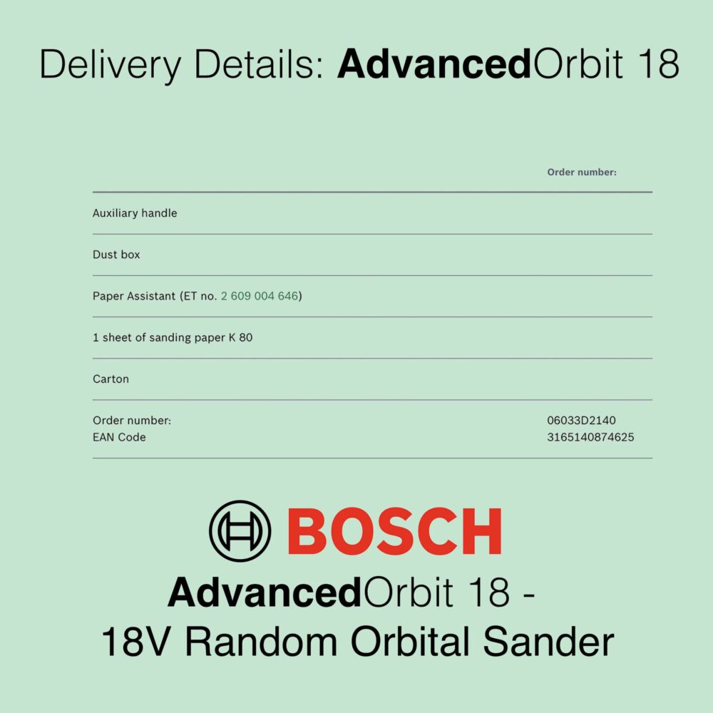 Bosch AdvancedOrbit 18 - Cordless Orbital Sander
