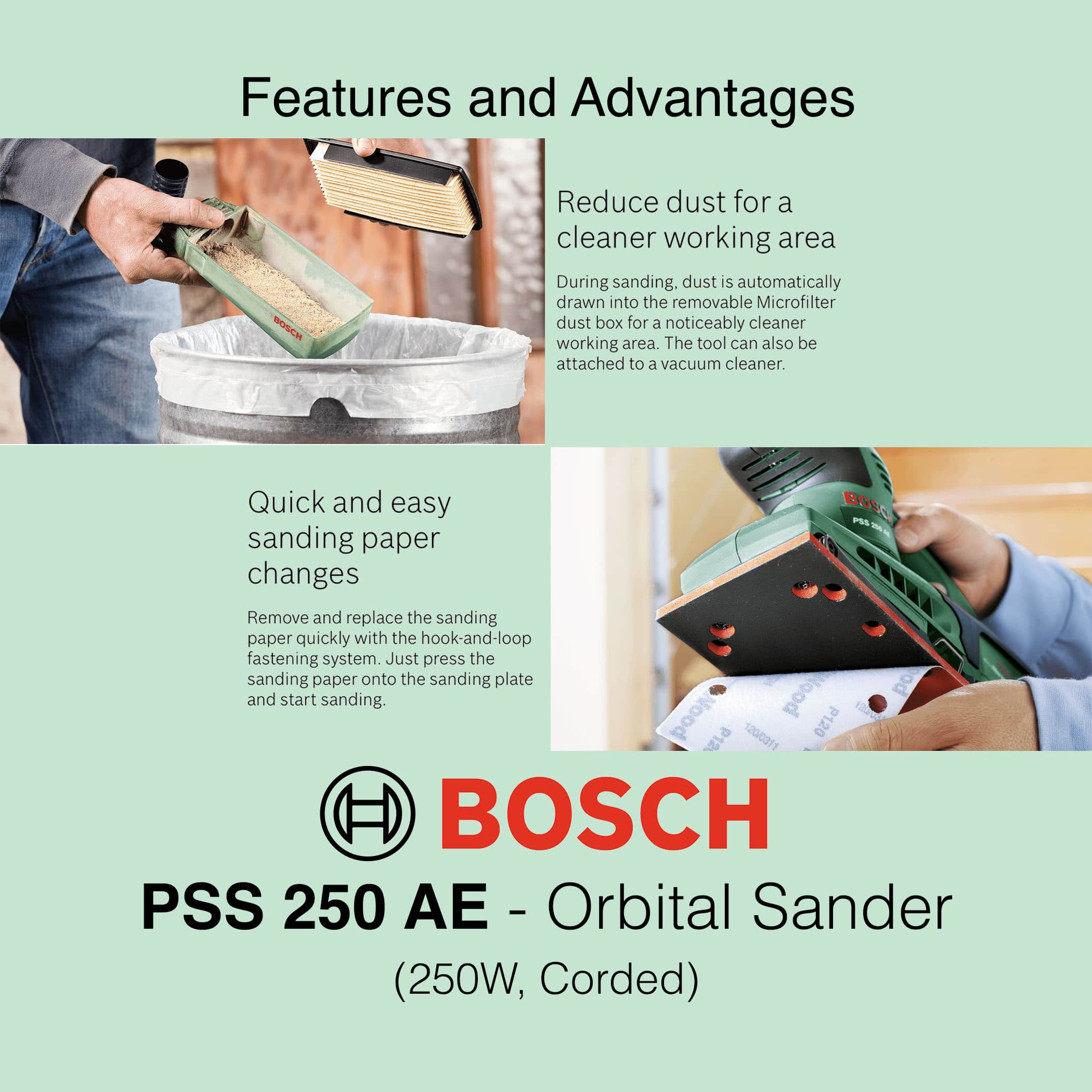 Bosch PSS 250 AE - Corded Orbital Sander - Image 8