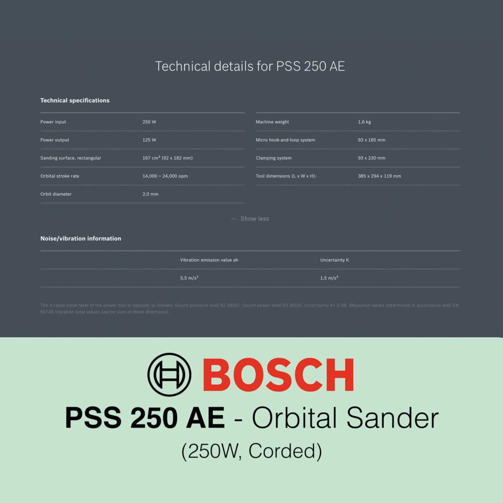 Bosch PSS 250 AE - Corded Orbital Sander
