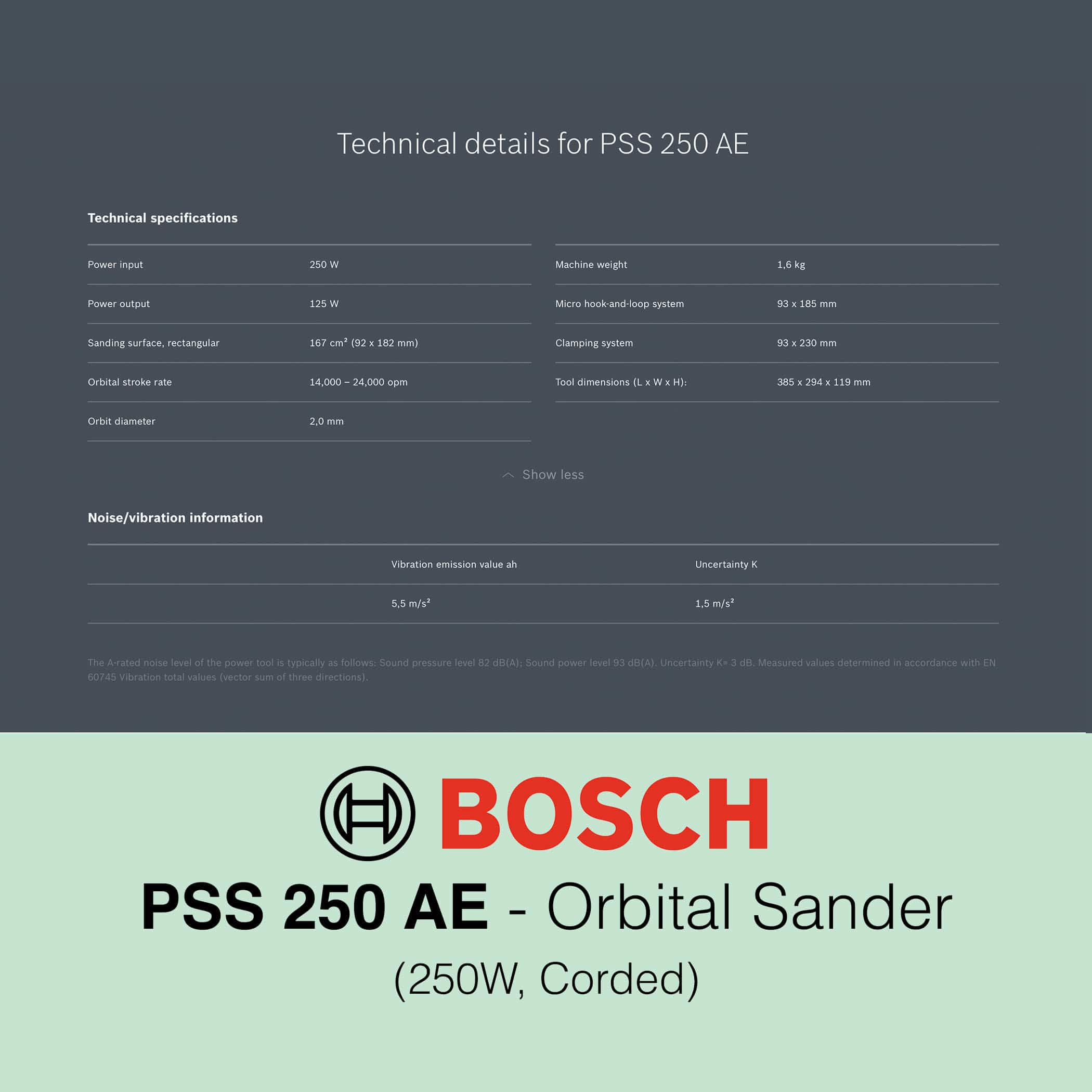 Bosch PSS 250 AE - Corded Orbital Sander - Image 10