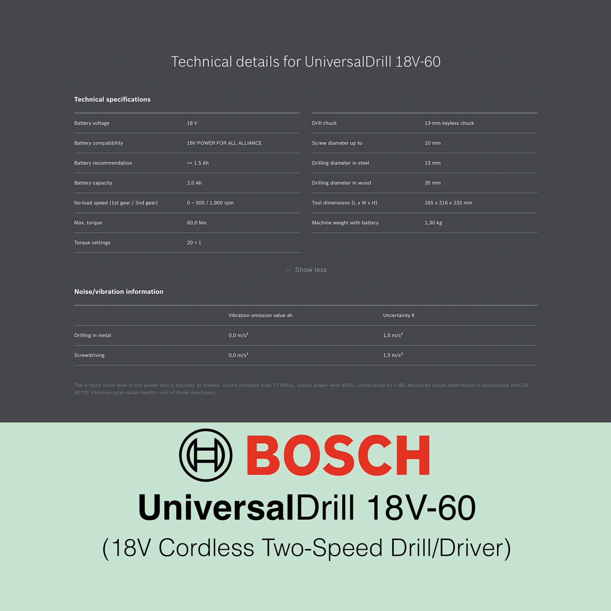 Bosch UniversalDrill 18V-60 Cordless Drill - Image 14