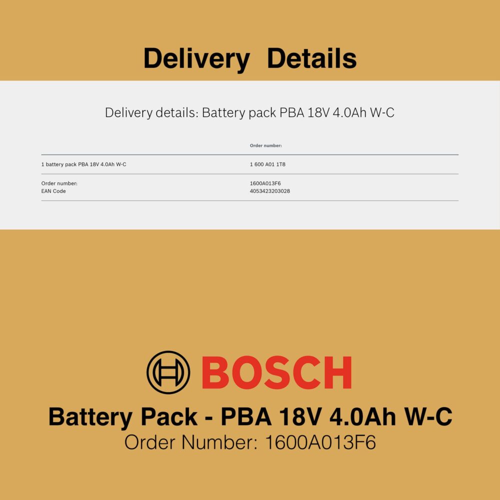 Bosch Battery Pack PBA 18V 4Ah W-B