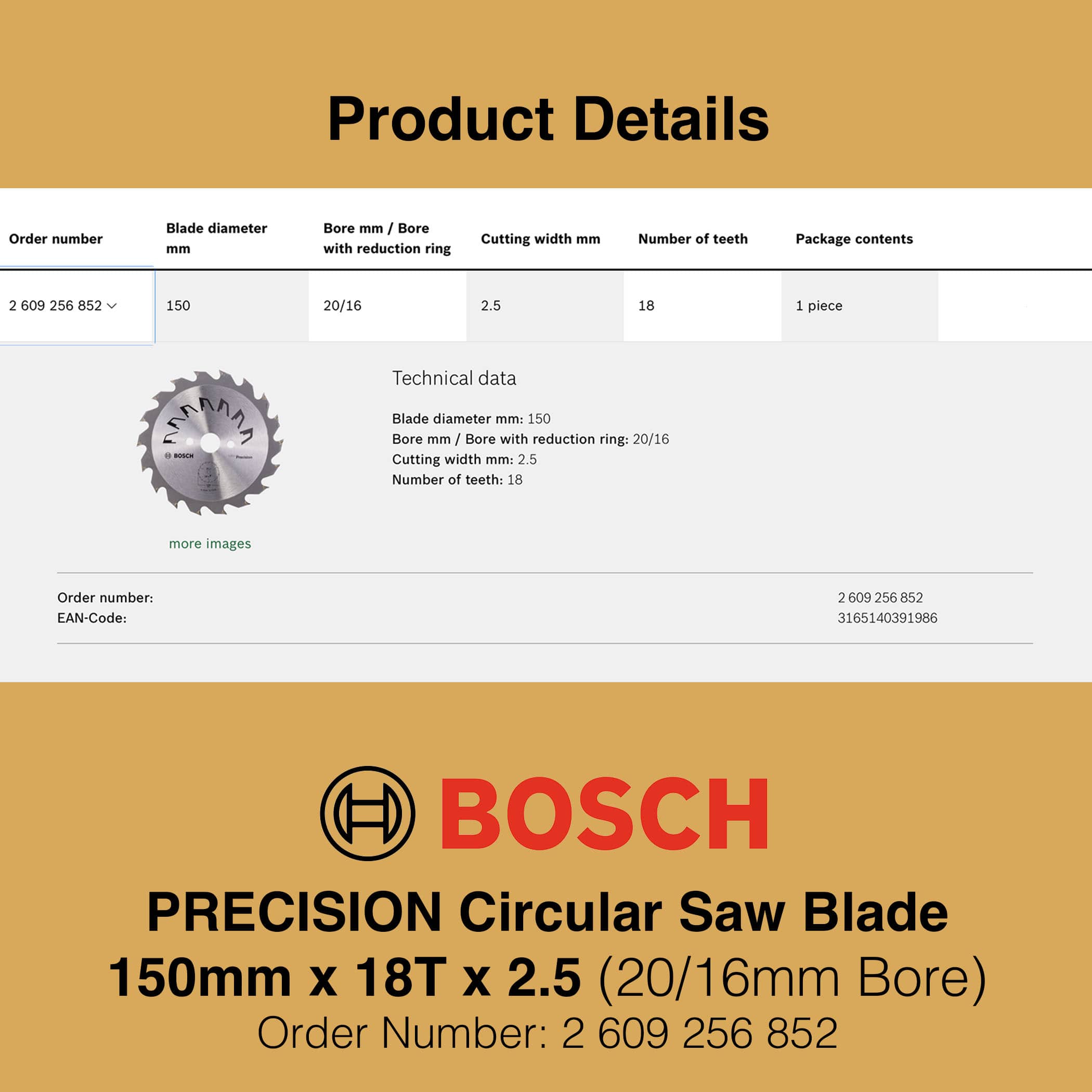 Bosch Precision Saw Blade 150mm 18T - Image 4