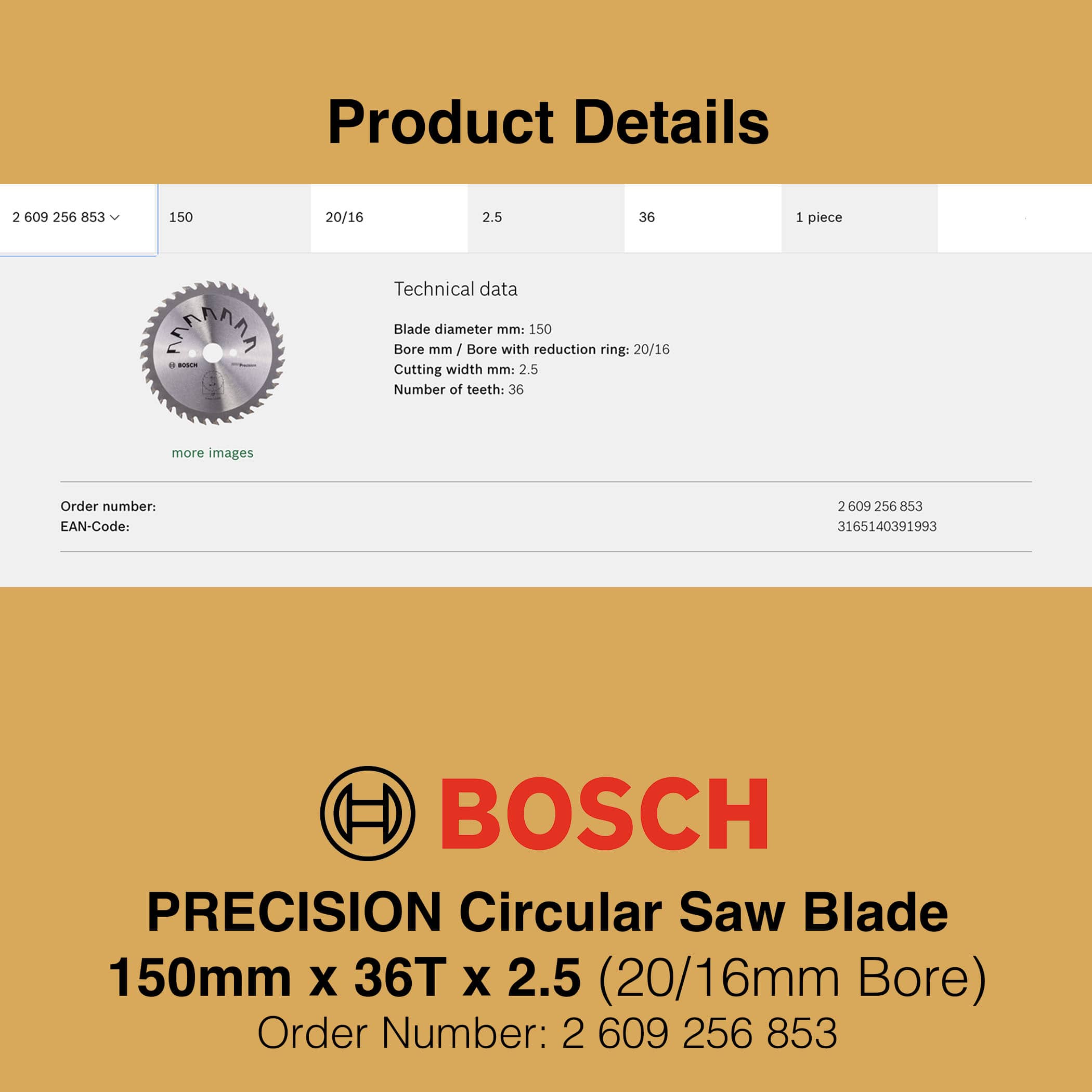 Bosch Precision Saw Blade 150mm 36T - Image 4