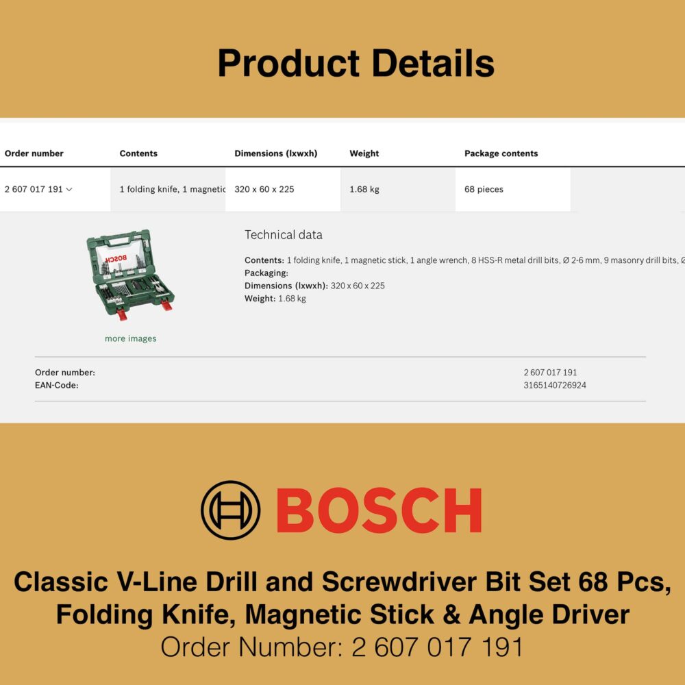Bosch V Line Drill and Screwdriver Bit Set 68 Pieces
