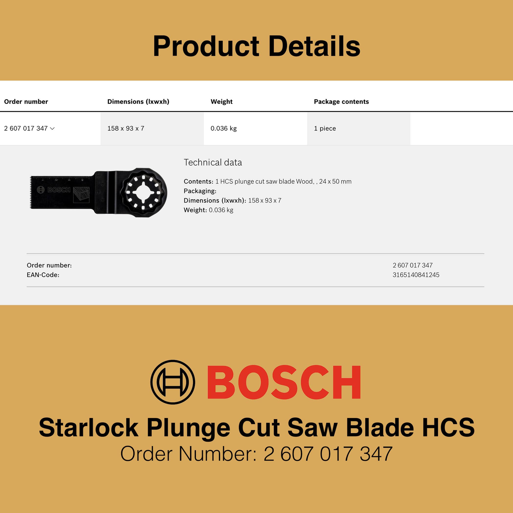 Bosch Starlock Plunge Cut Saw Blade HCS - Image 4