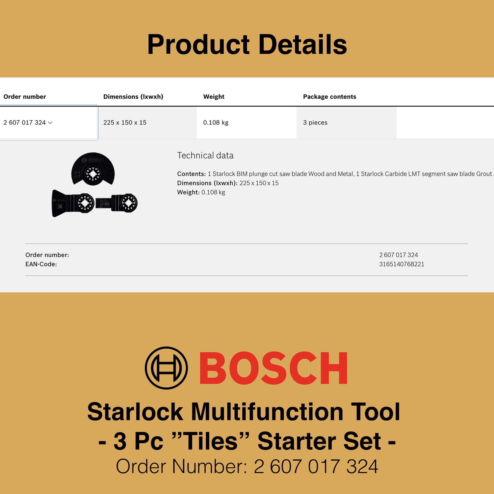 Bosch Starlock Multifunction Tool Tiles Starter Set - Image 4