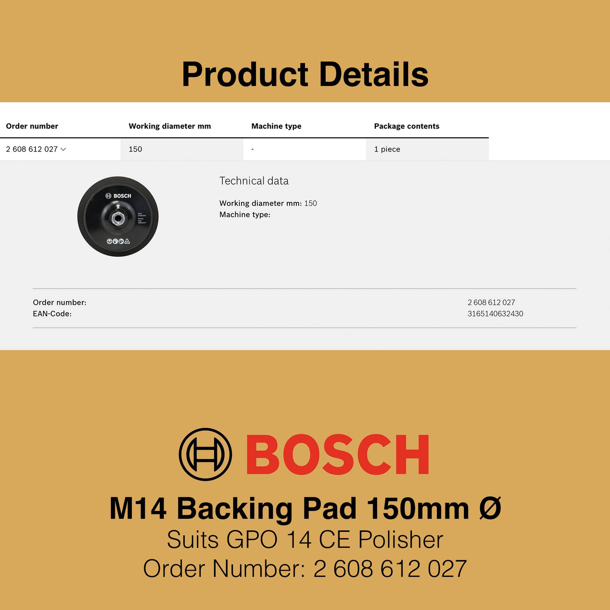 Bosch M14 Backing Pad 150mm Ø - Image 4