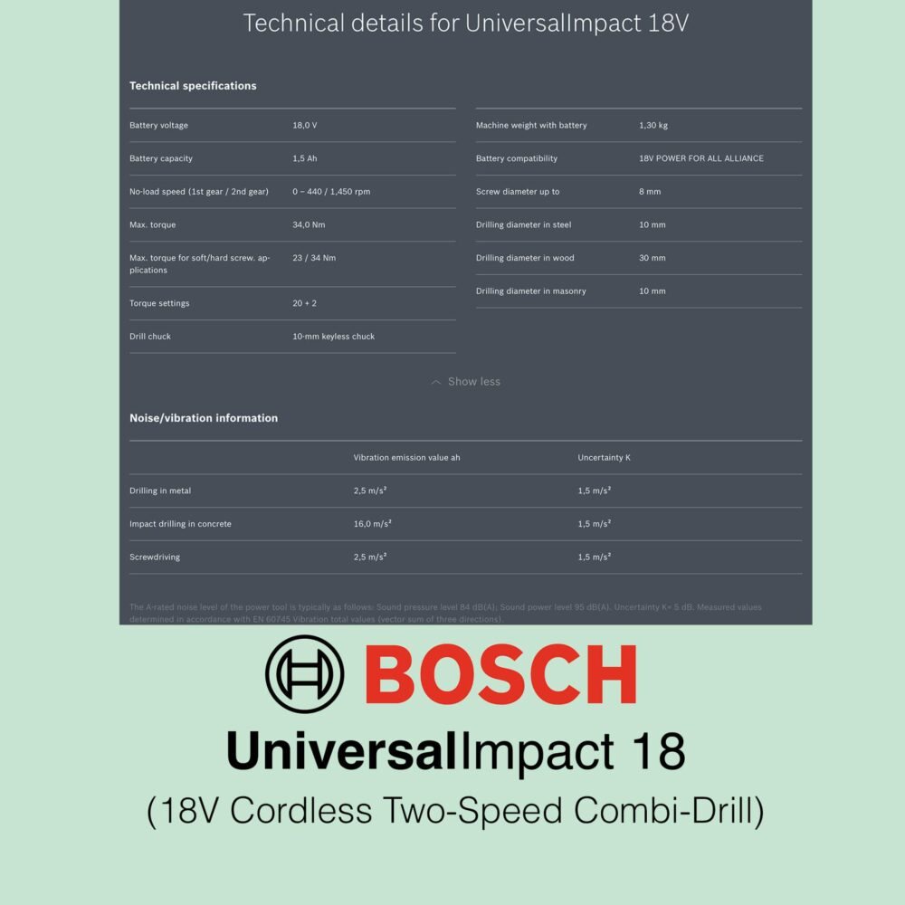 Bosch UniversalImpact 18V - Cordless Combi Drill