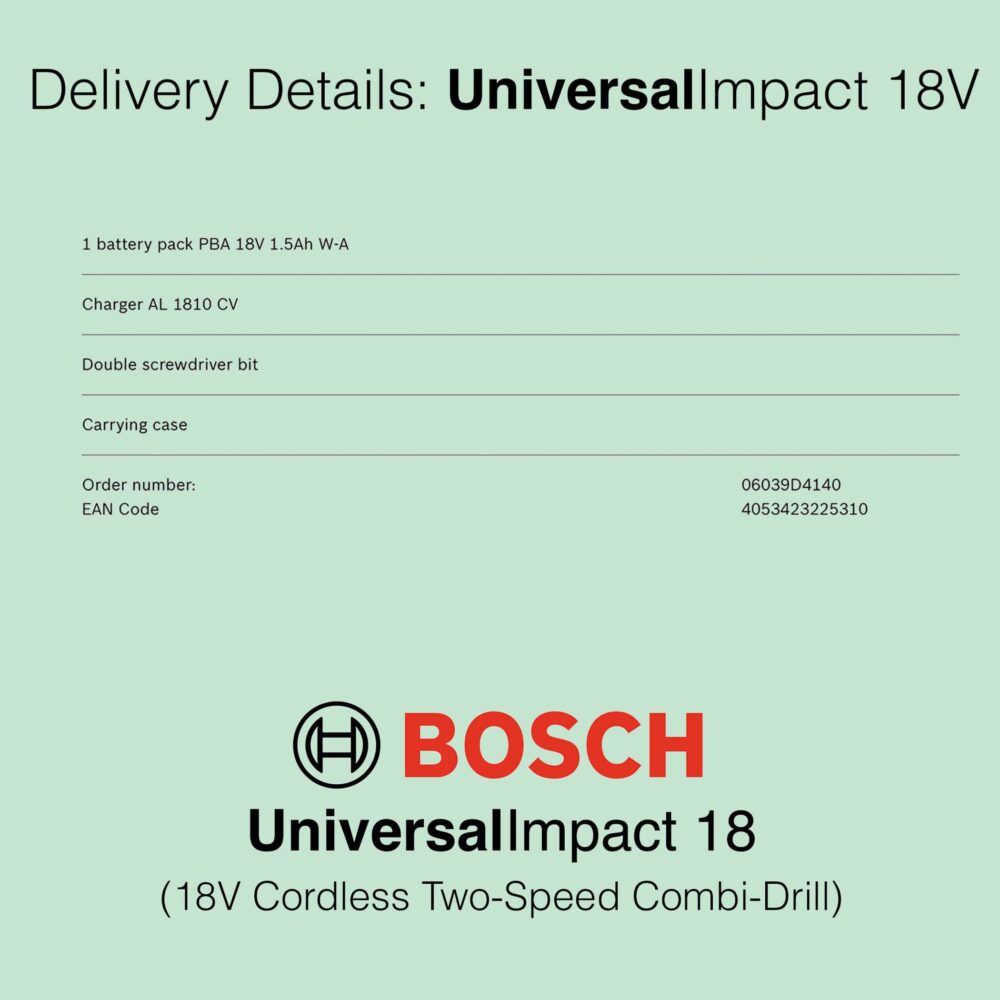 Bosch UniversalImpact 18V - Cordless Combi Drill