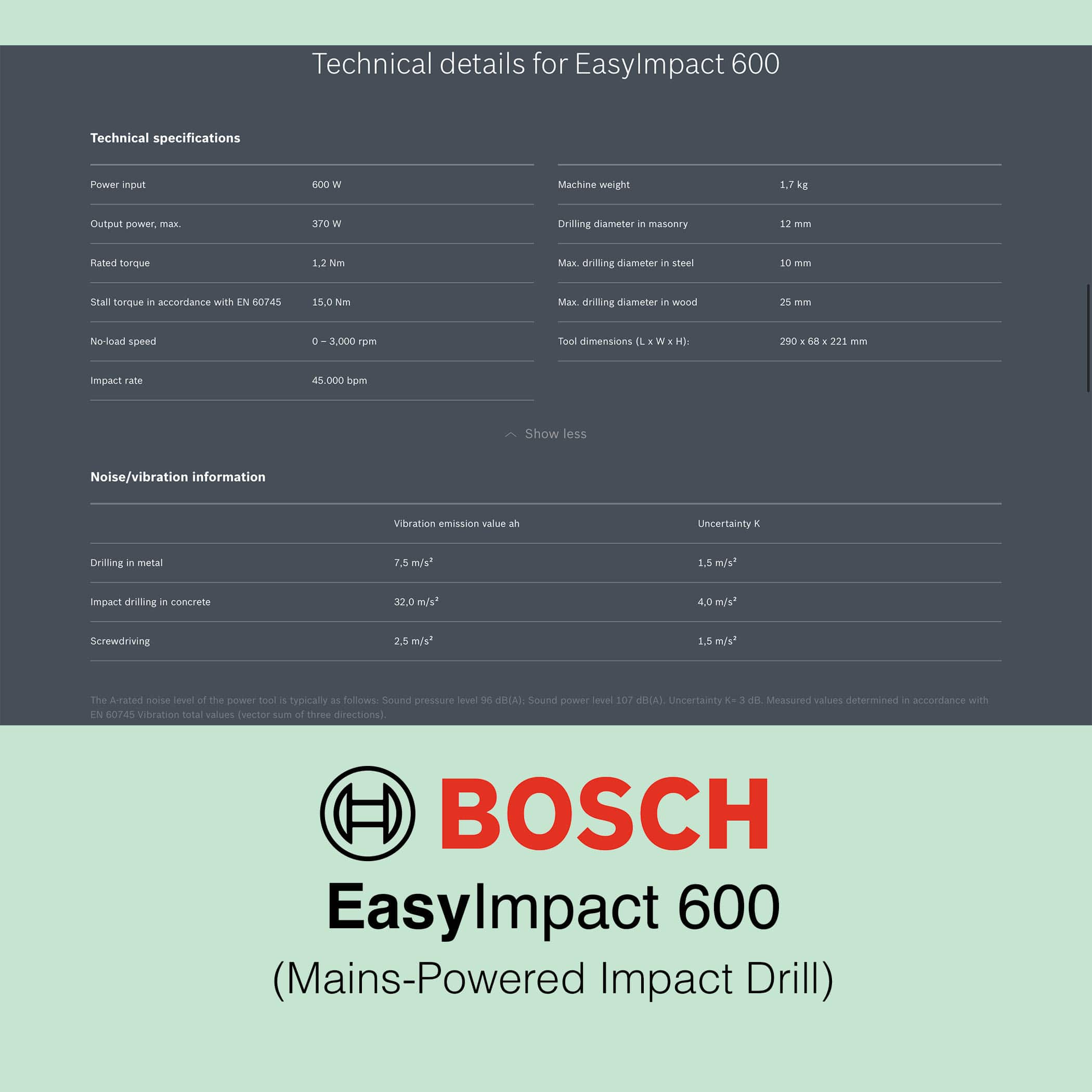 Bosch EasyImpact 600 - Corded Impact Drill - Image 12