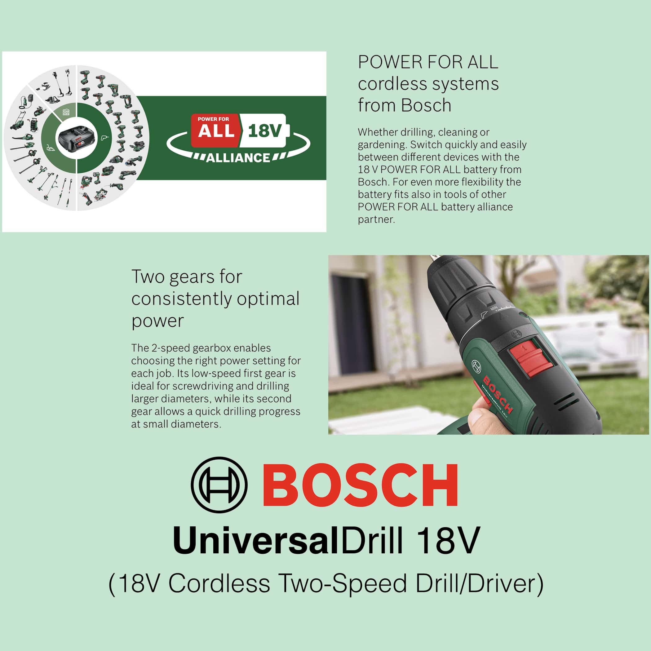 Bosch UniversalDrill 18V - Cordless Two Speed Drill - Image 6