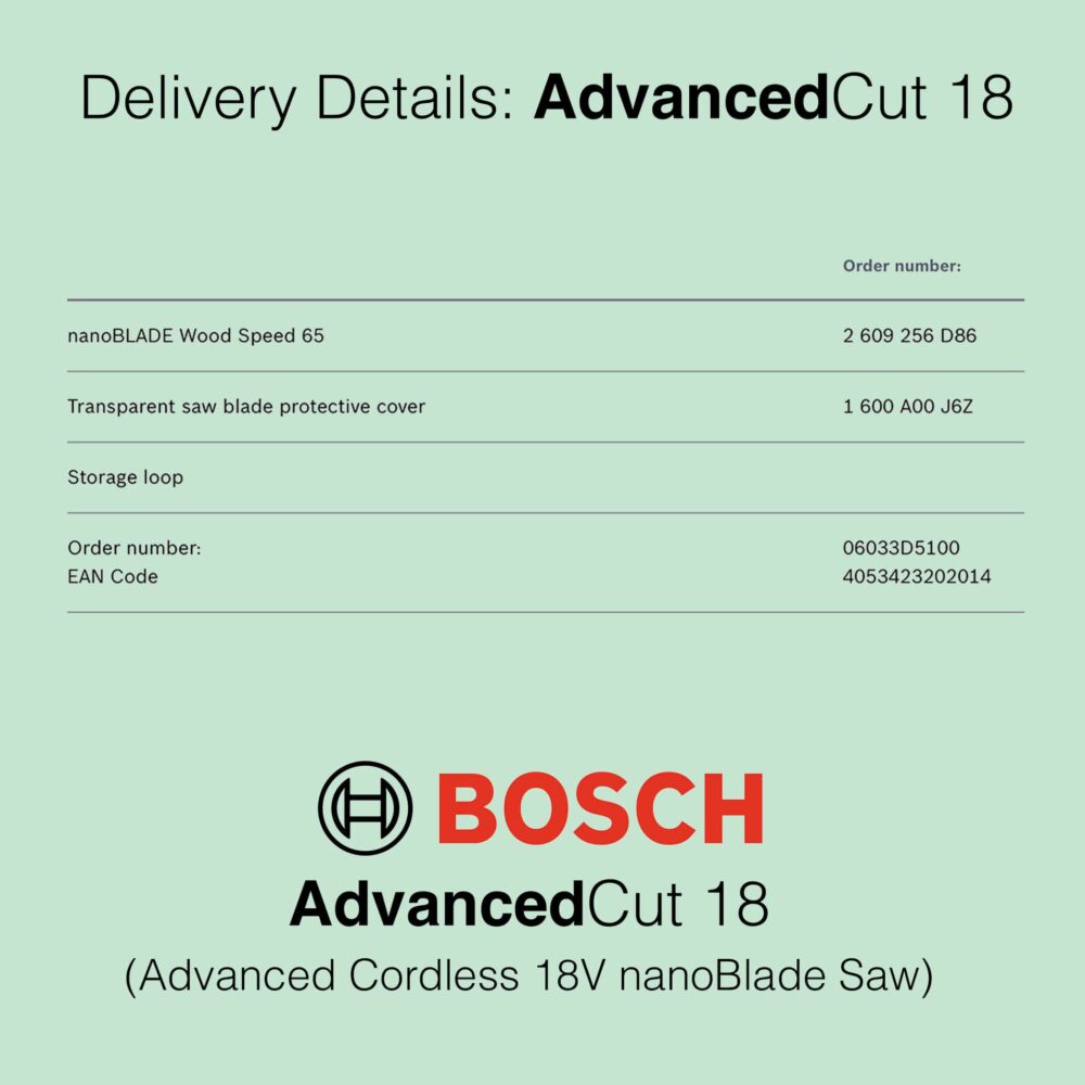 Bosch AdvancedCut 18 - Cordless nanoBlade Saw