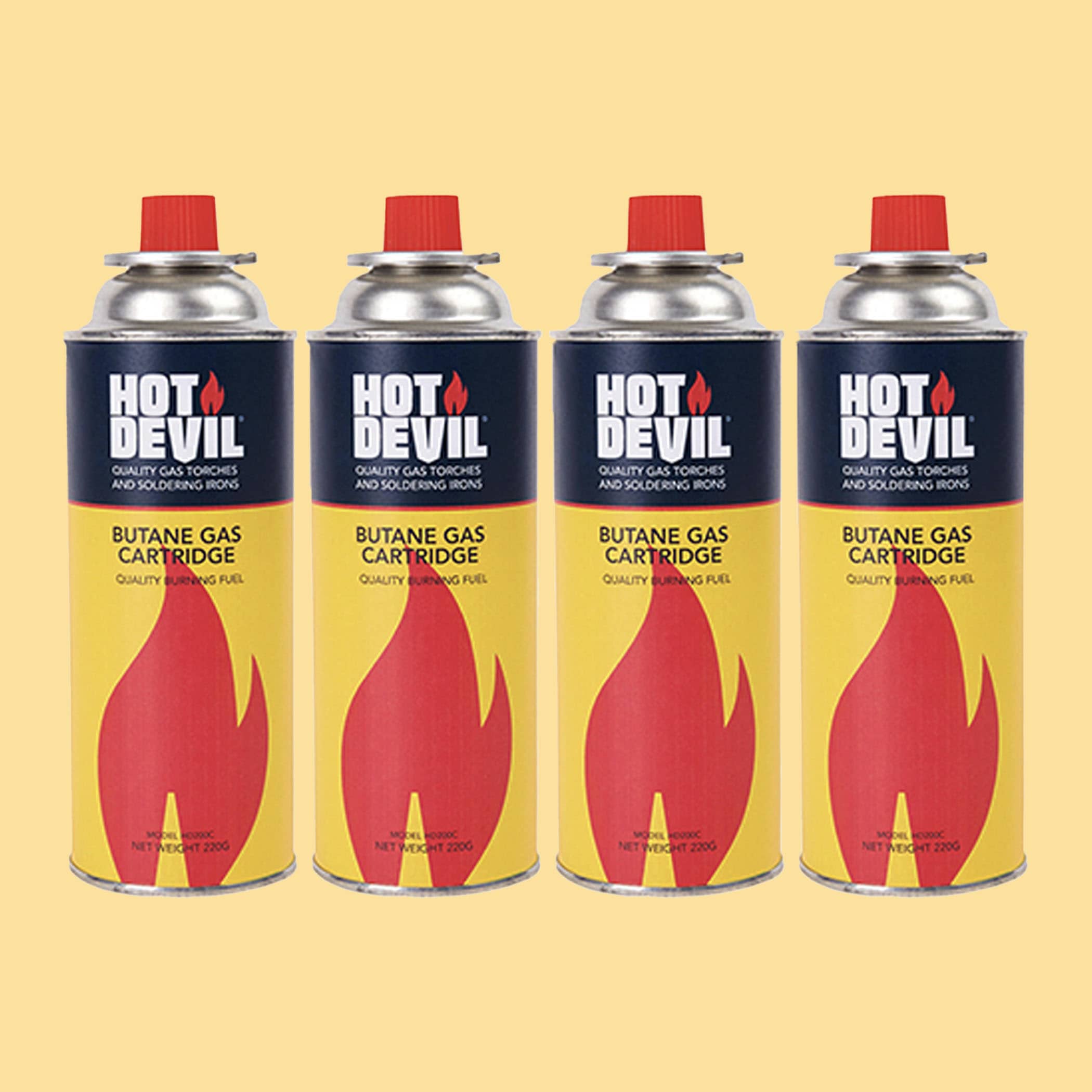 Hot Devil Butane Gas Cartridge 4 Pack - Image 1