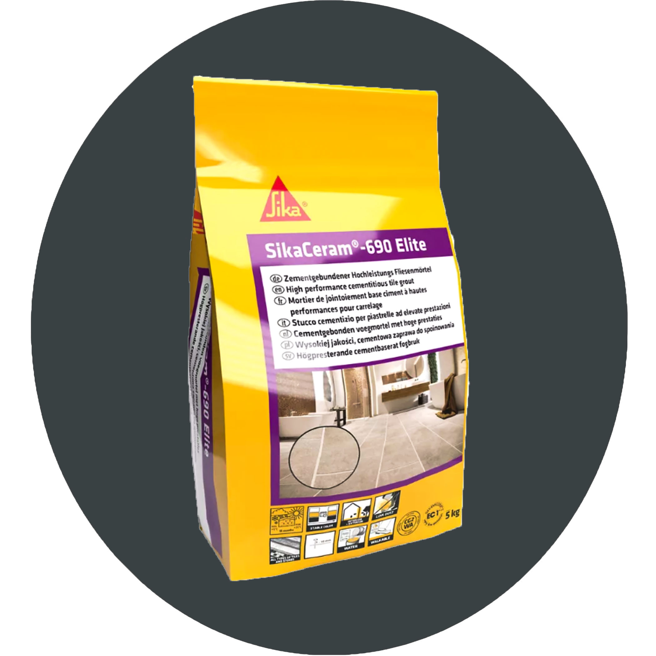 SikaCeram-690 Elite Grout - 5kg Graphite #34 Variation Image