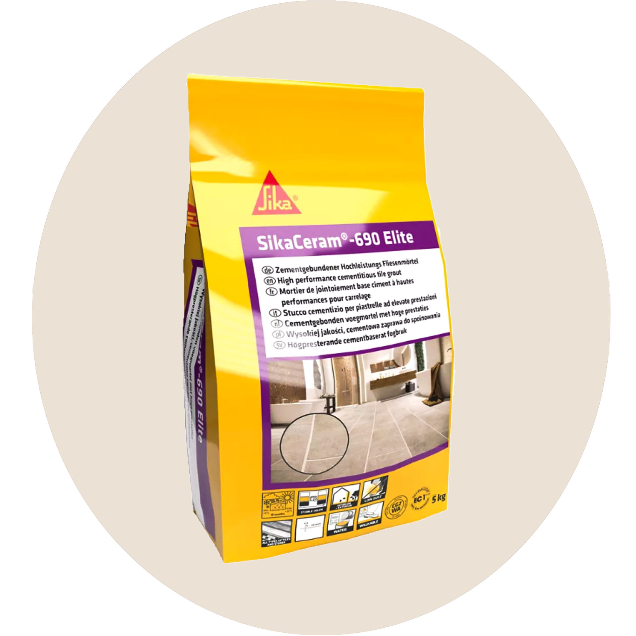 SikaCeram-690 Elite Grout - 5kg Jasmine #43 Variation Image