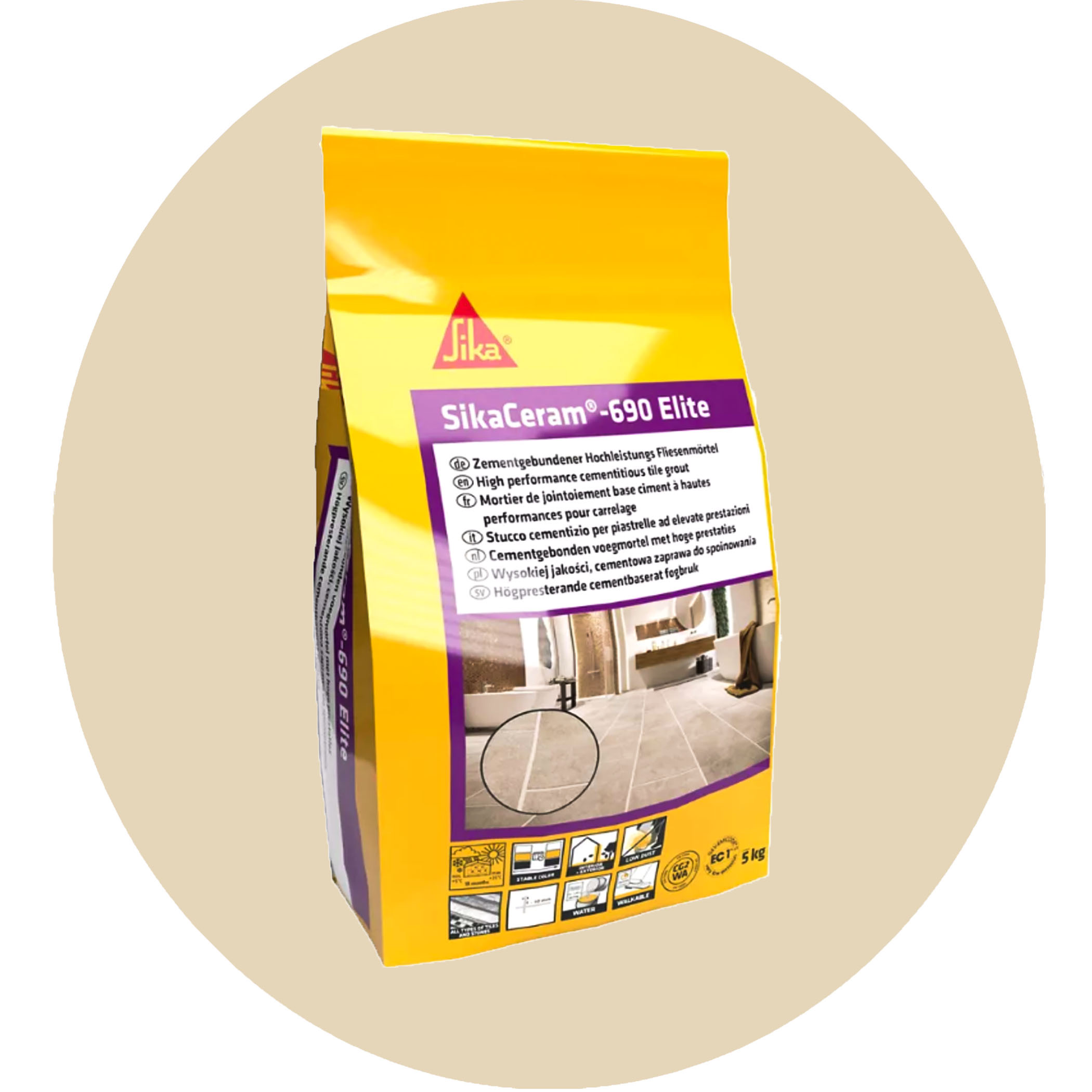 SikaCeram-690 Elite Grout - 5kg Jura Beige #52 Variation Image