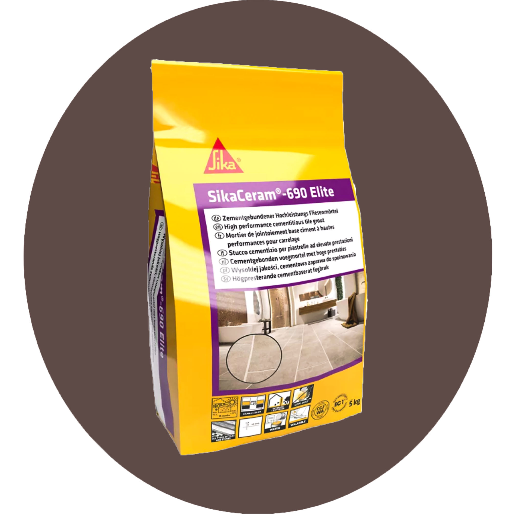 SikaCeram-690 Elite Grout - 5kg Bali Brown #61 Variation Image