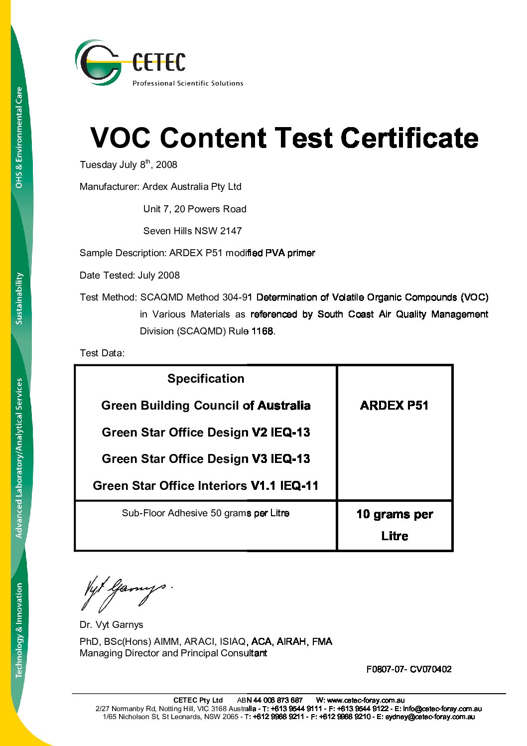Technical Specifications