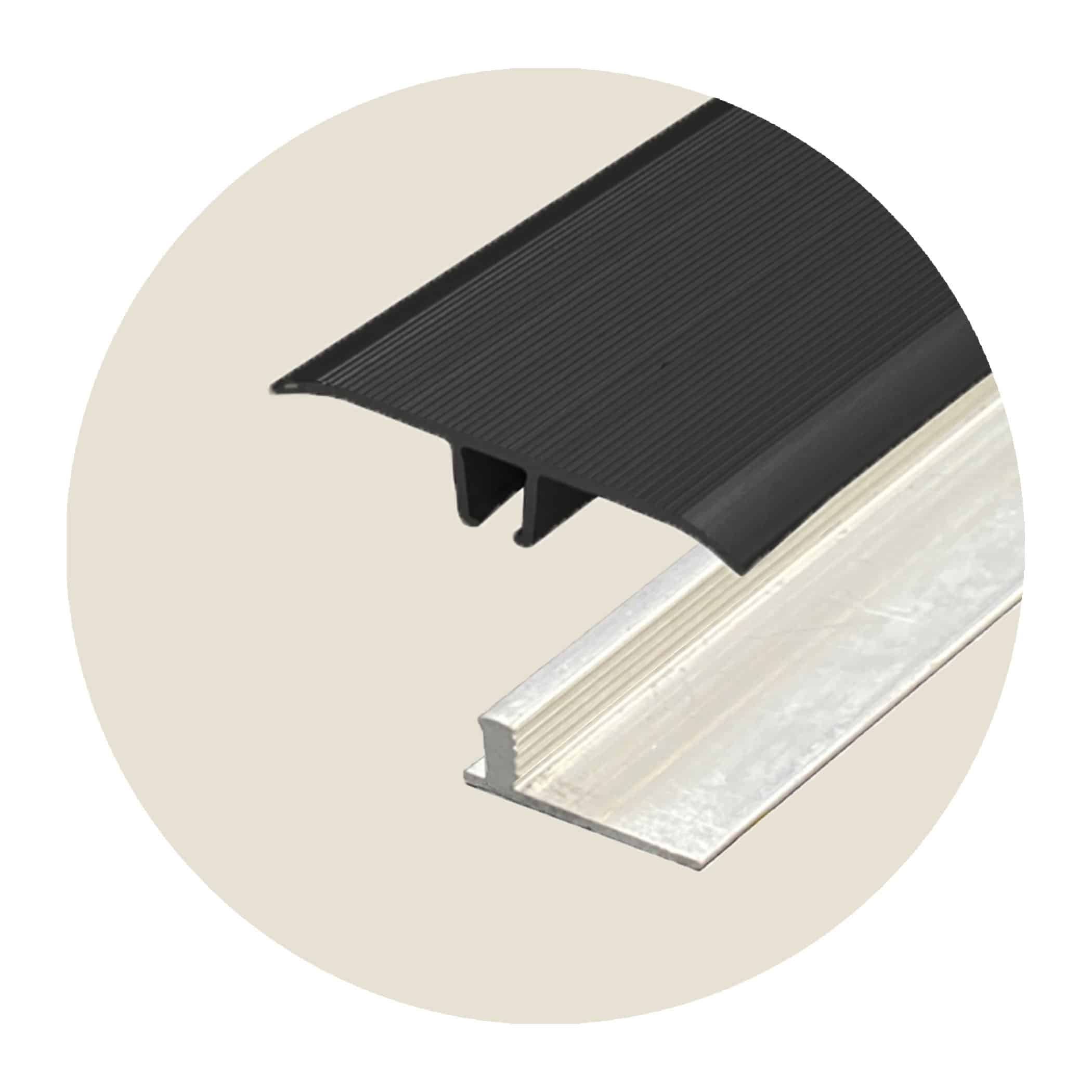 Seamless Transition Cover Trim - Tapered Edge - Black plus 5.5 - 9.2mm Multi Height Trim Base
