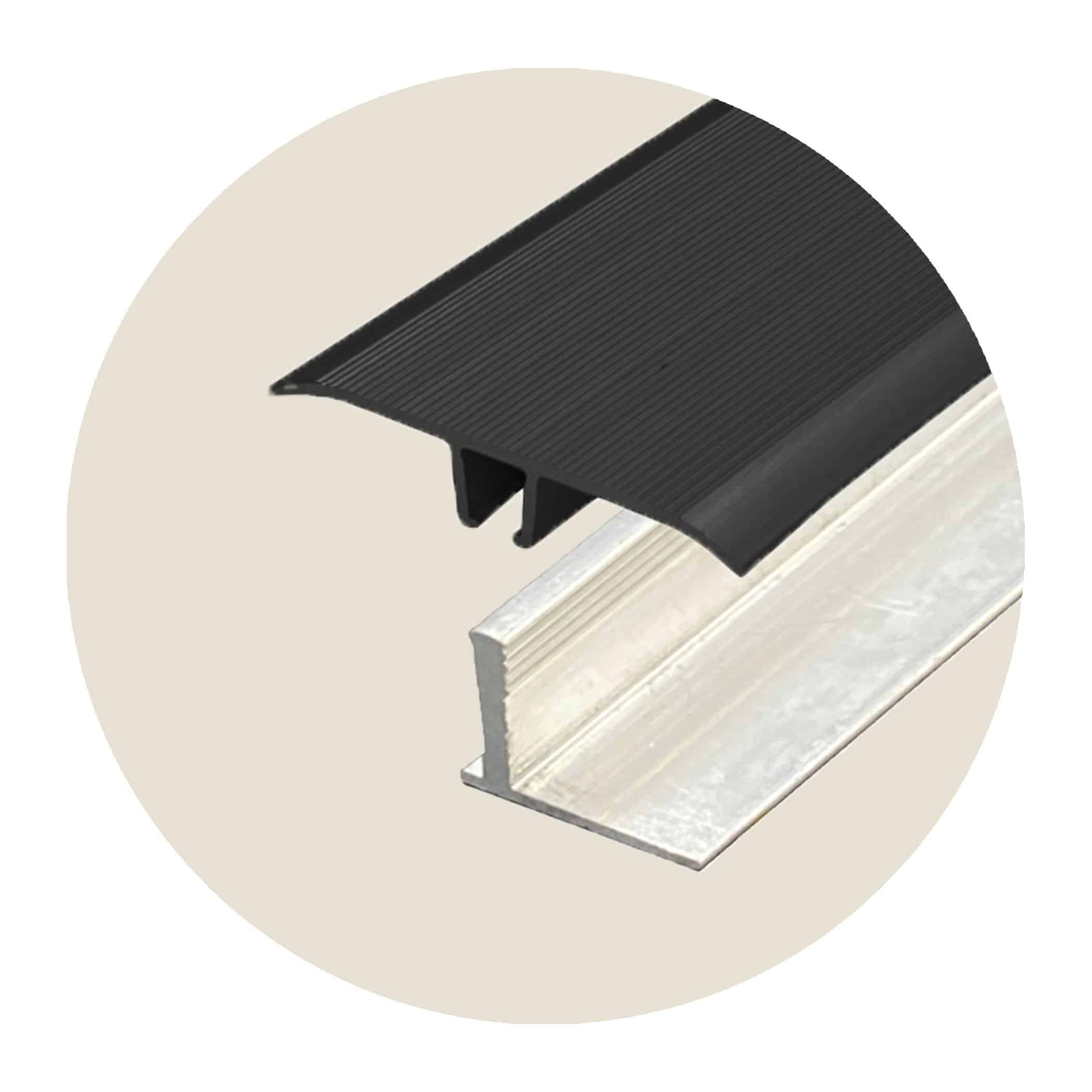 Seamless Transition Cover Trim - Tapered Edge - Black plus 12 - 15.7mm Multi Height Trim Base Variation Image