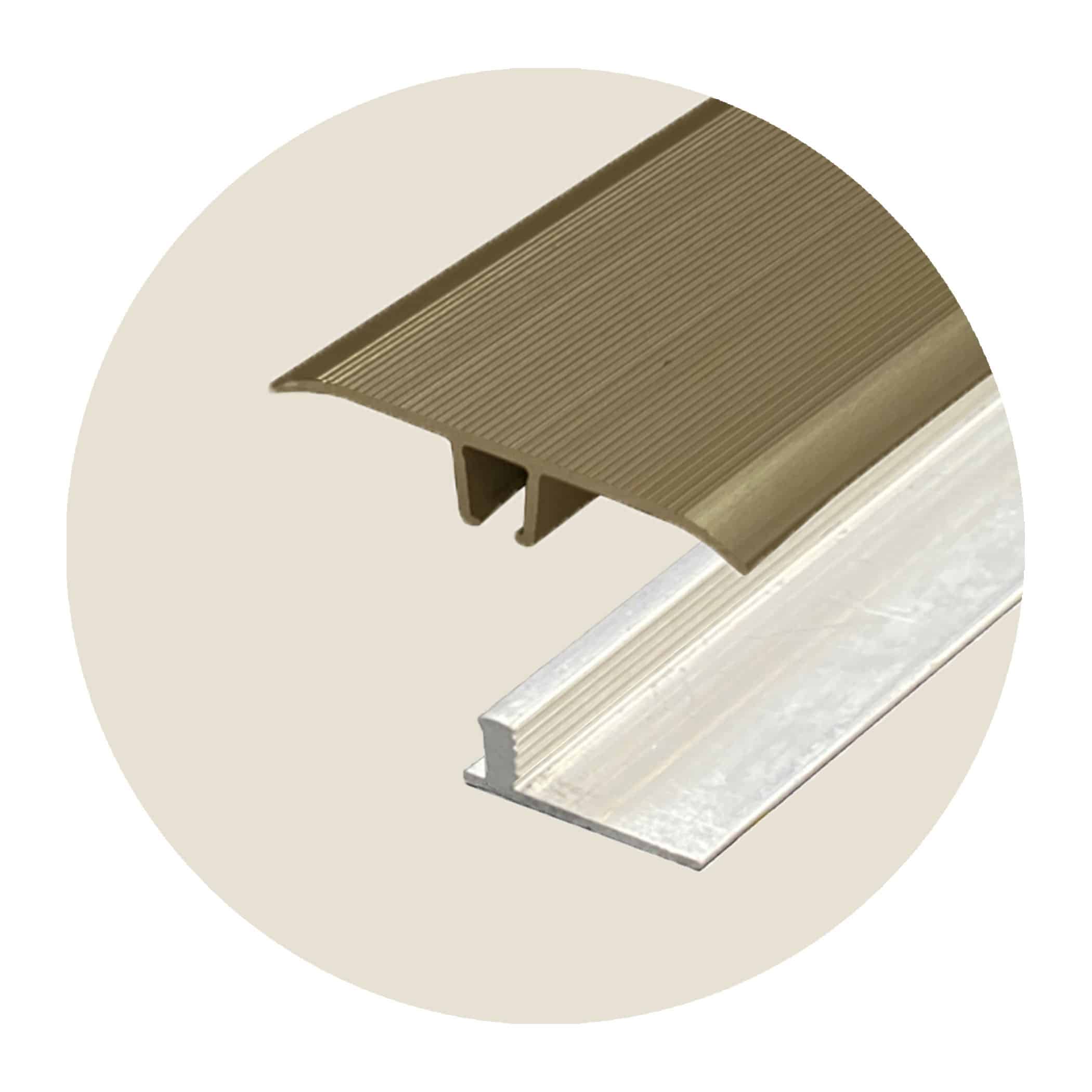 Seamless Transition Cover Trim - Tapered Edge - Bronze plus 5.5 - 9.2mm Multi Height Trim Base