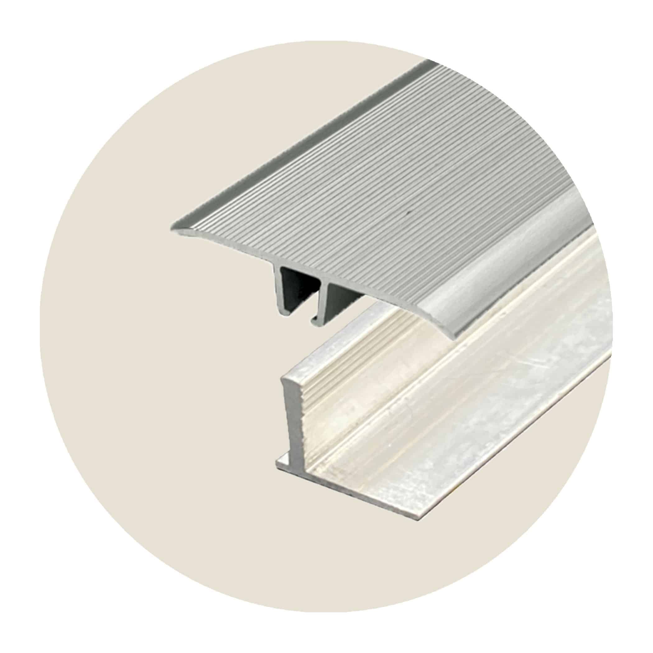 Seamless Transition Cover Trim - Tapered Edge - Silver plus 12 - 15.7mm Multi Height Trim Base Variation Image