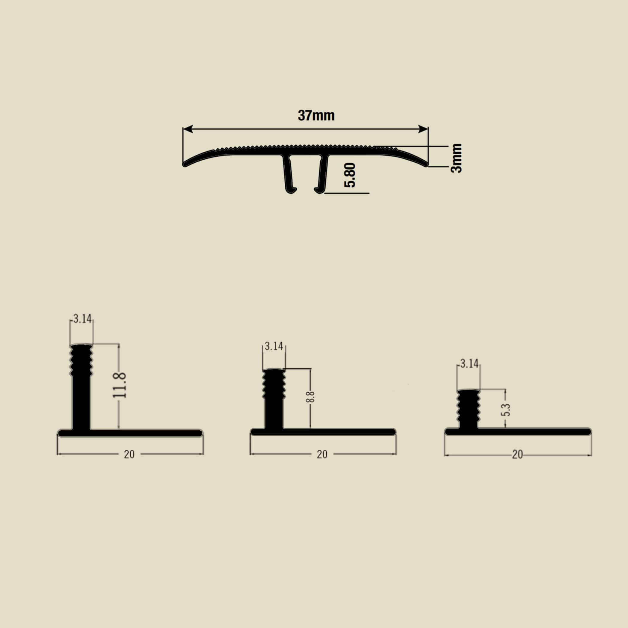 Seamless Transition Cover Trim - Tapered Edge - Gallery Image