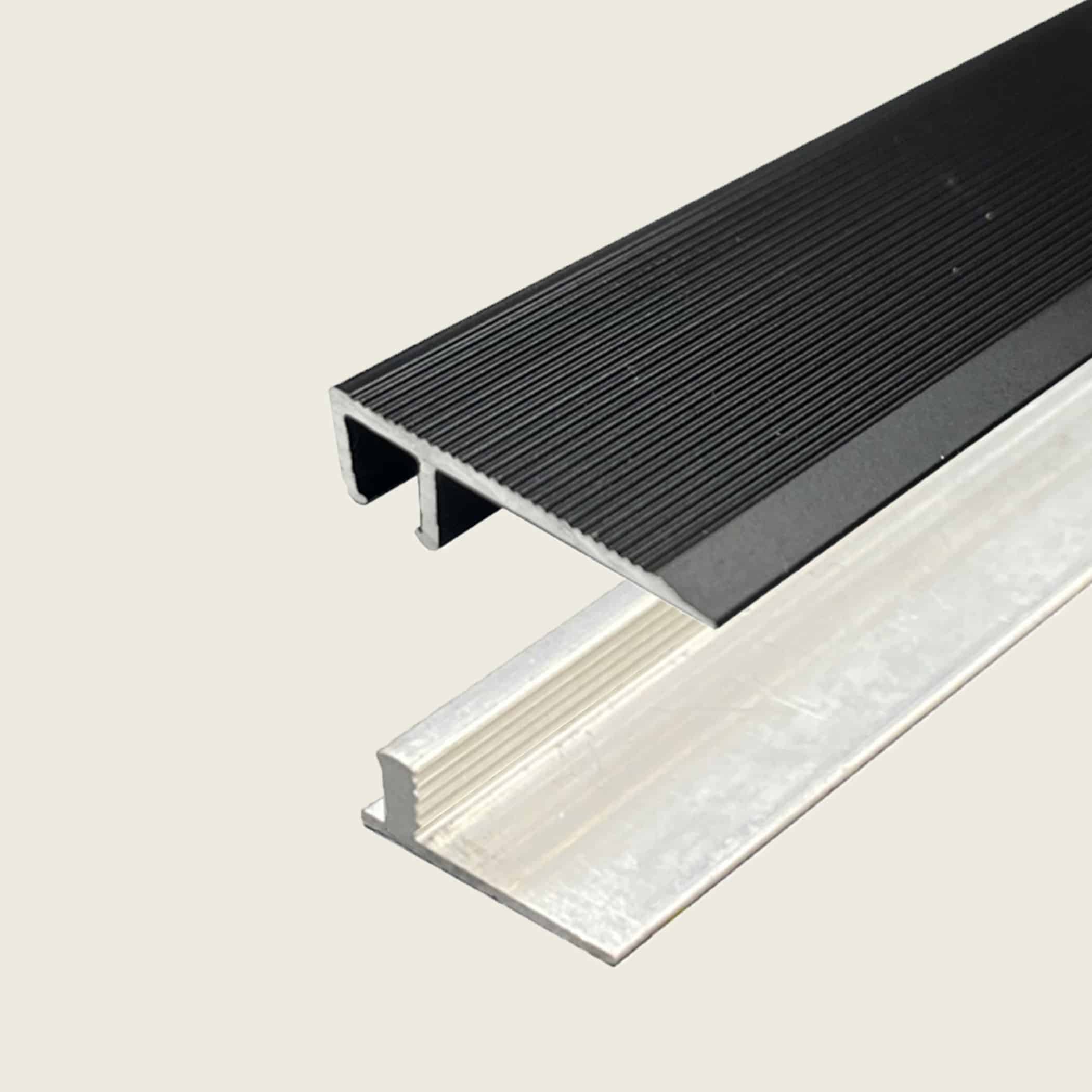 L Shape Edge Trim with Multi Height Base - Black plus 5.5 - 9.2mm Multi Height Trim Base Variation Image