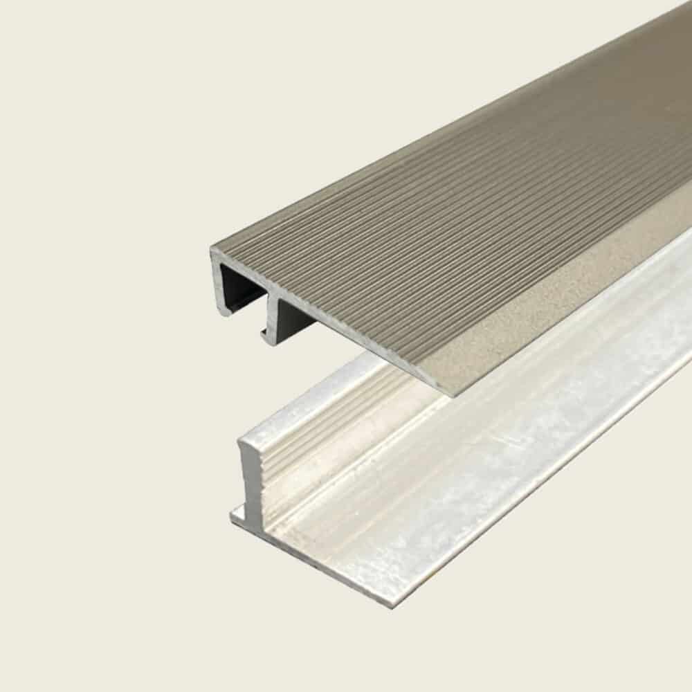 L Shape Edge Trim with Multi Height Base - Champagne plus 9 - 12.7mm Multi Height Trim Base Variation Image