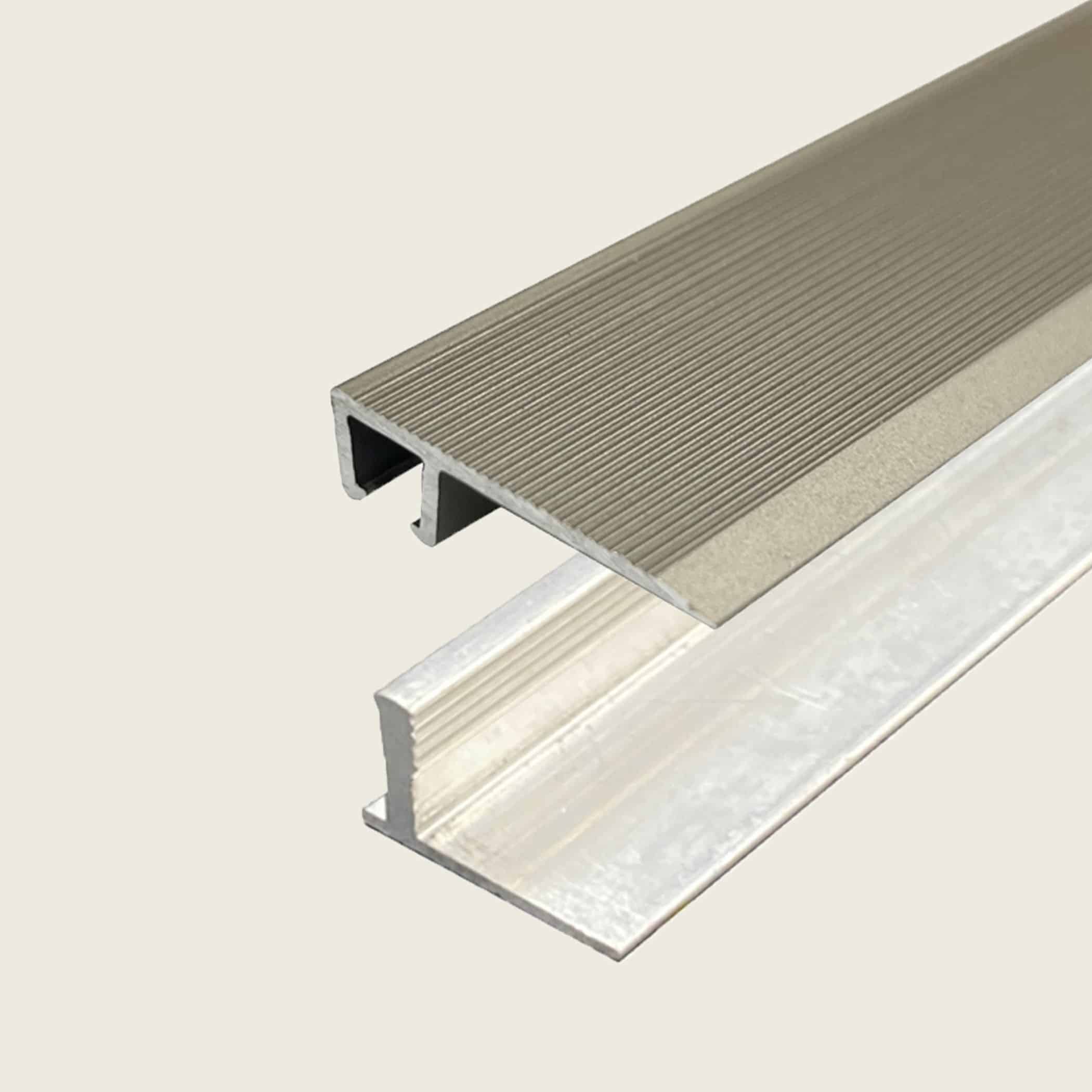 L Shape Edge Trim with Multi Height Base - Champagne plus 9 - 12.7mm Multi Height Trim Base Variation Image