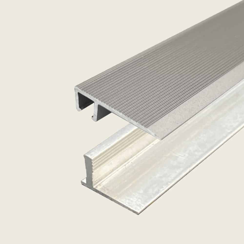 L Shape Edge Trim with Multi Height Base - Silver plus 9 - 12.7mm Multi Height Trim Base Variation Image
